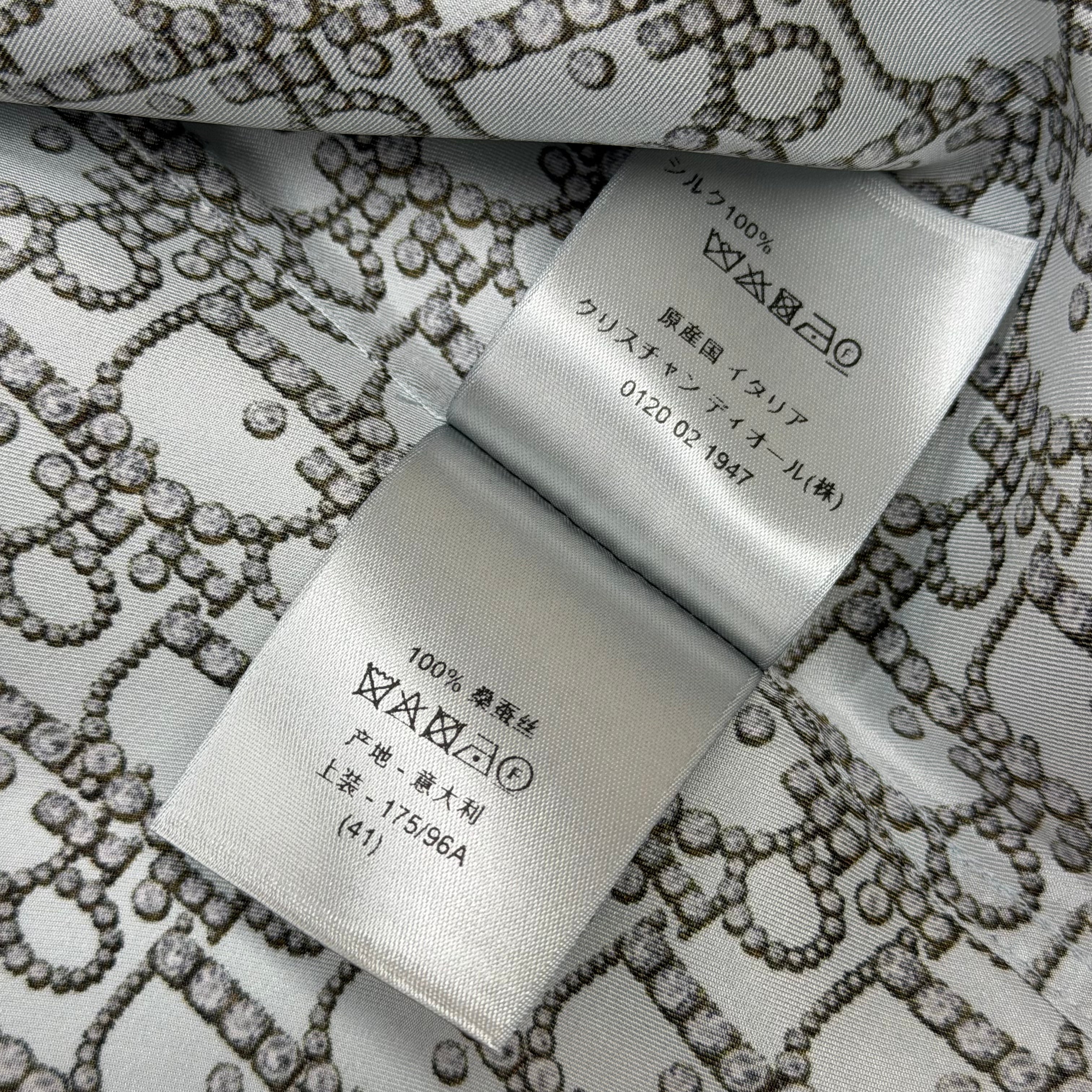 Dior Oblique Beads Silk Short Sleeve Shirt 41 (L)