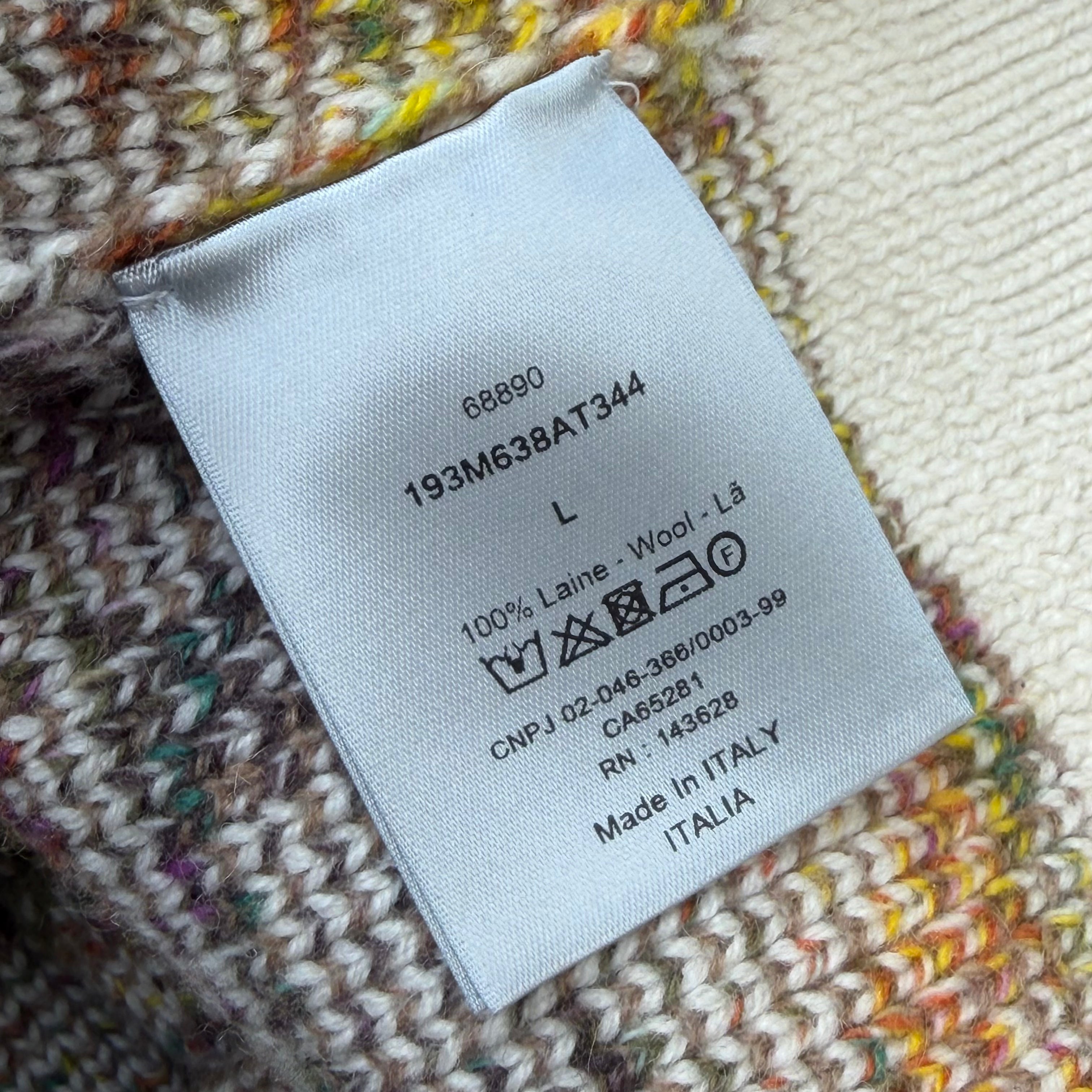 Dior Oblique Pixel Multicolor Knit Sweater L