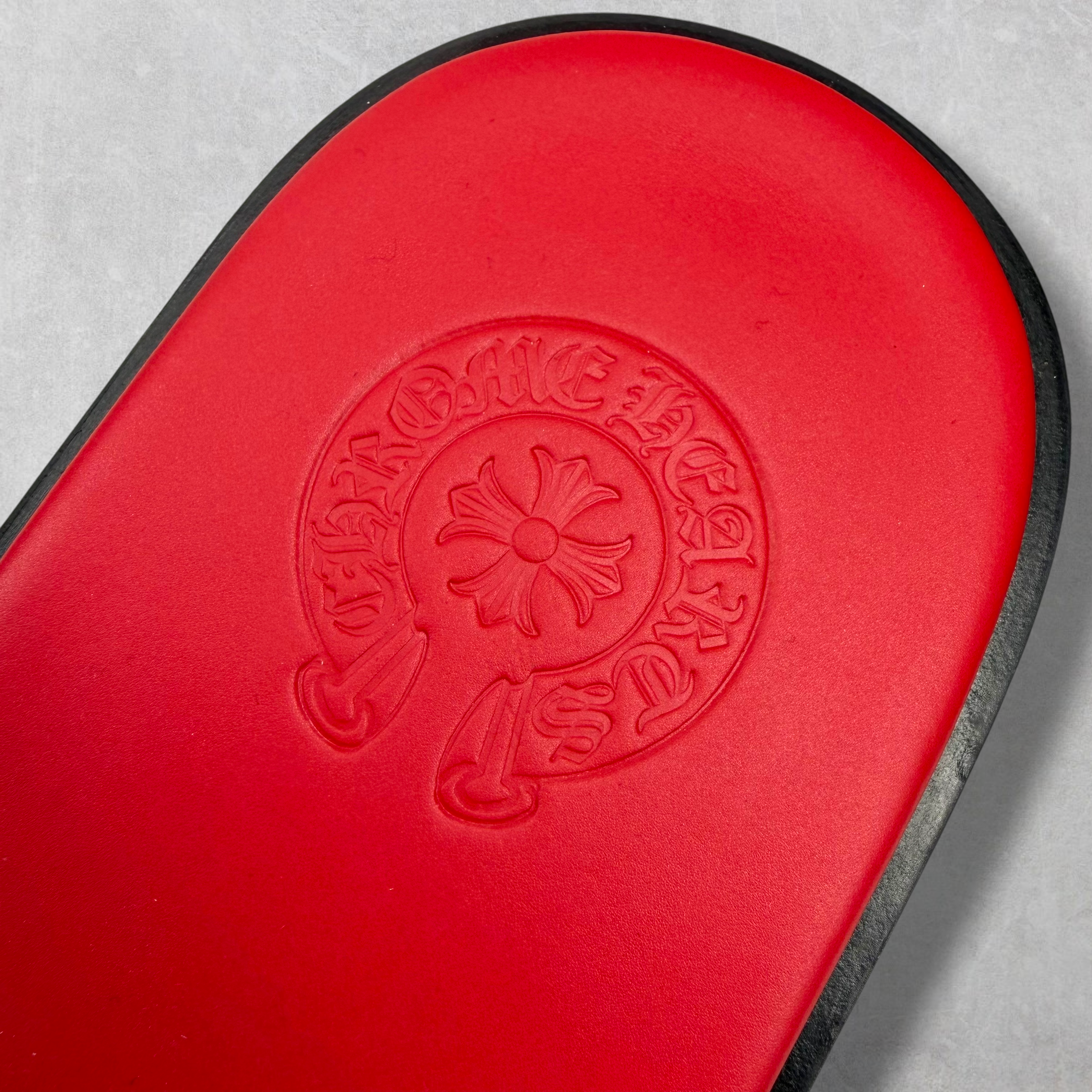 Chrome Hearts Red Cheetah Leather Cross Slides 43 (10US)