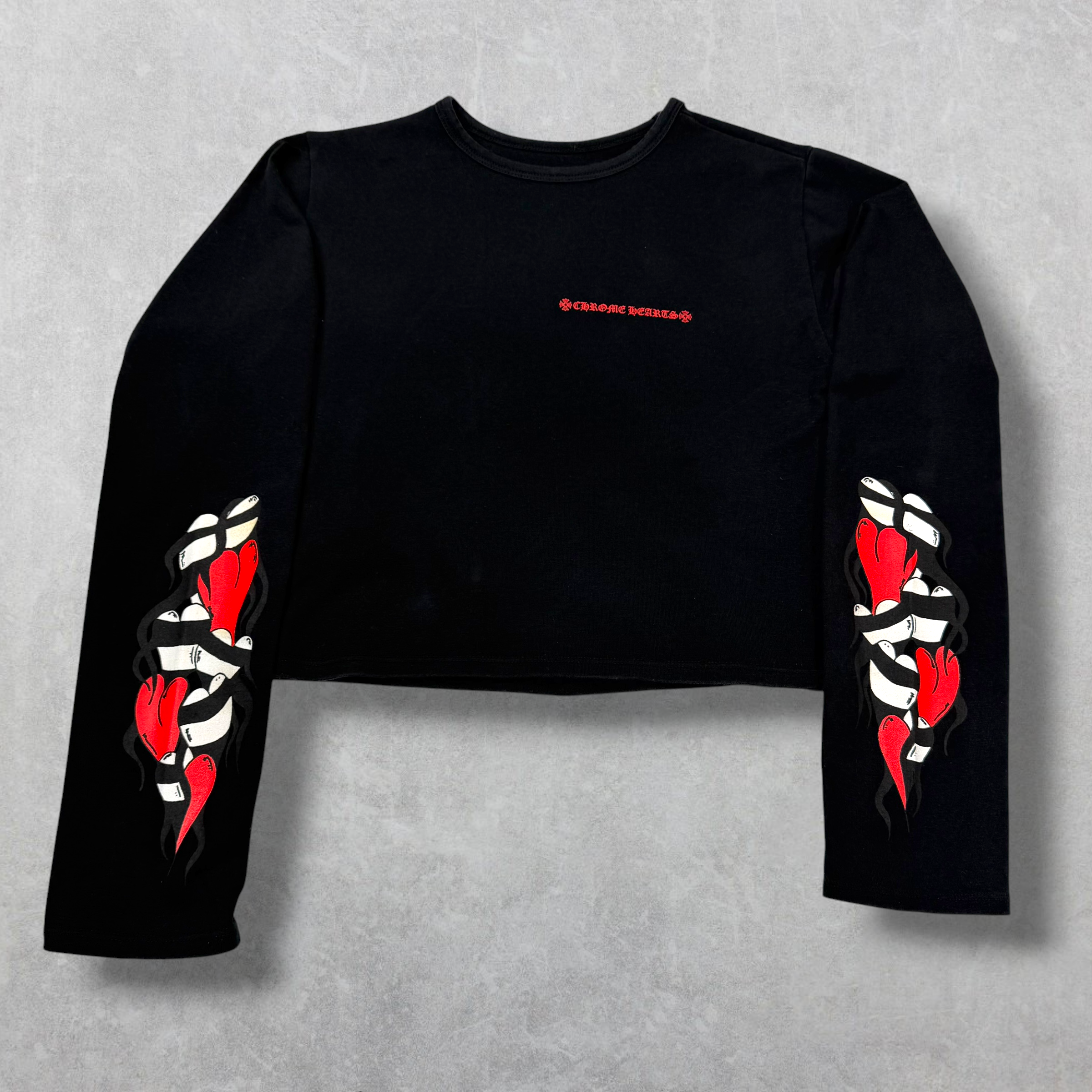 Chrome Hearts Matty Boy Sick Hearts Crop Top L/S Tee L