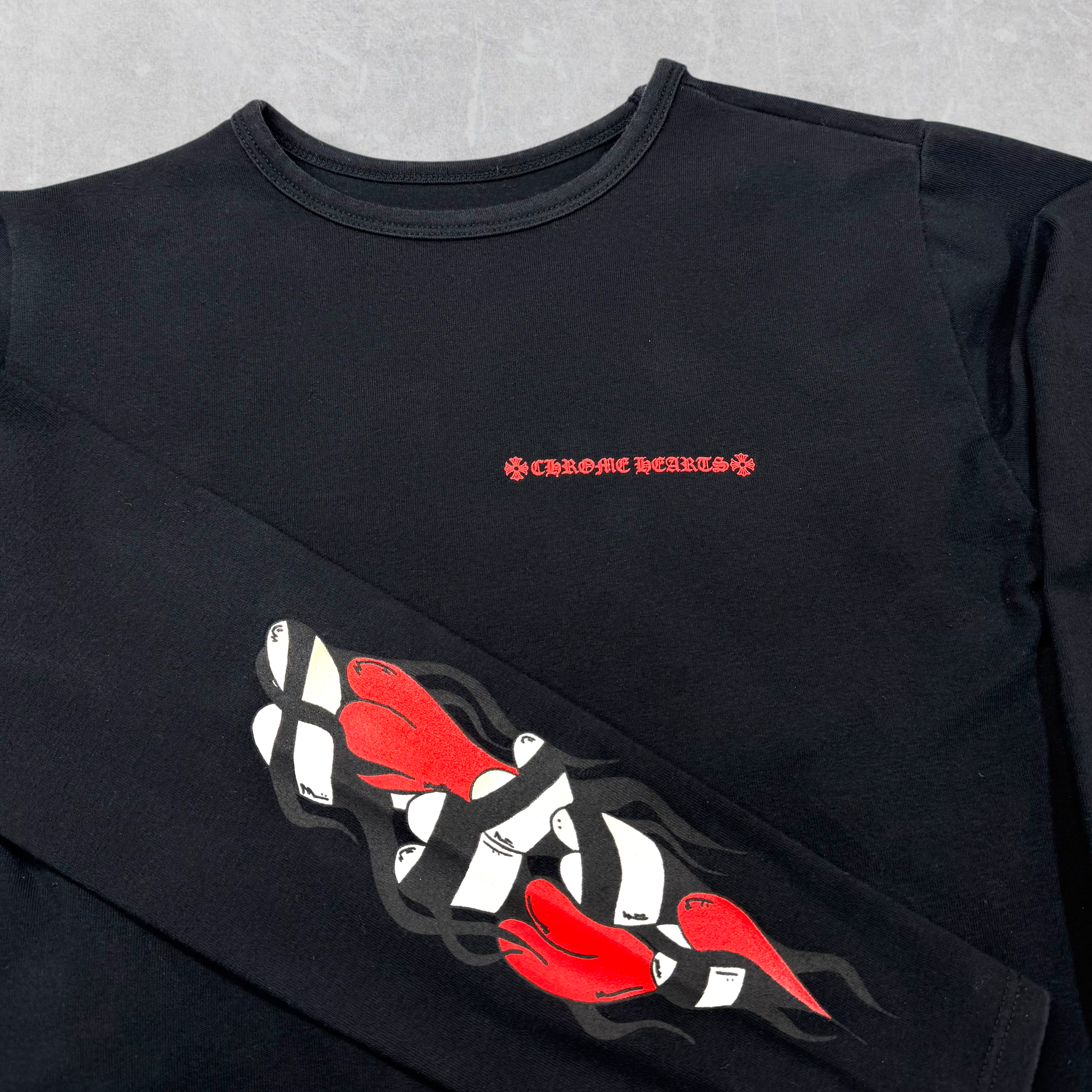 Chrome Hearts Matty Boy Sick Hearts Crop Top L/S Tee L