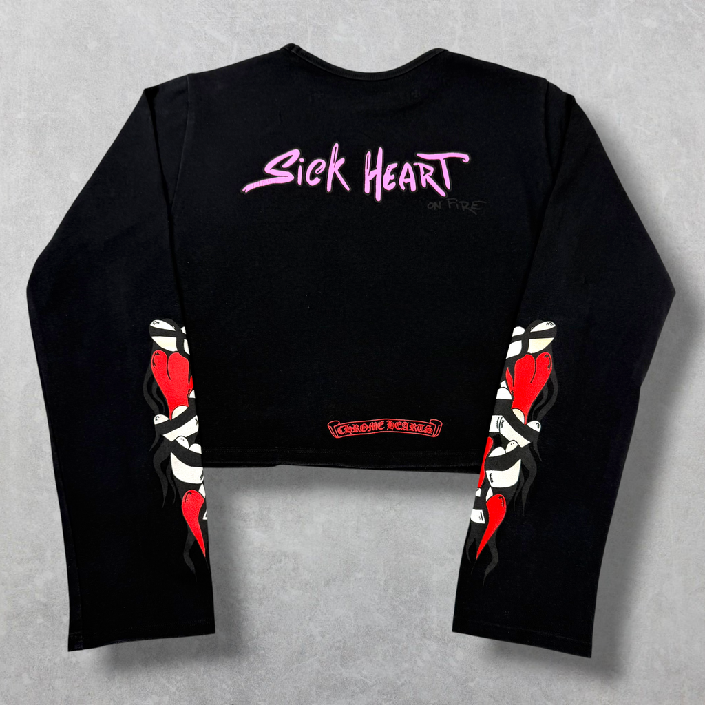 Chrome Hearts Matty Boy Sick Hearts Crop Top L/S Tee L