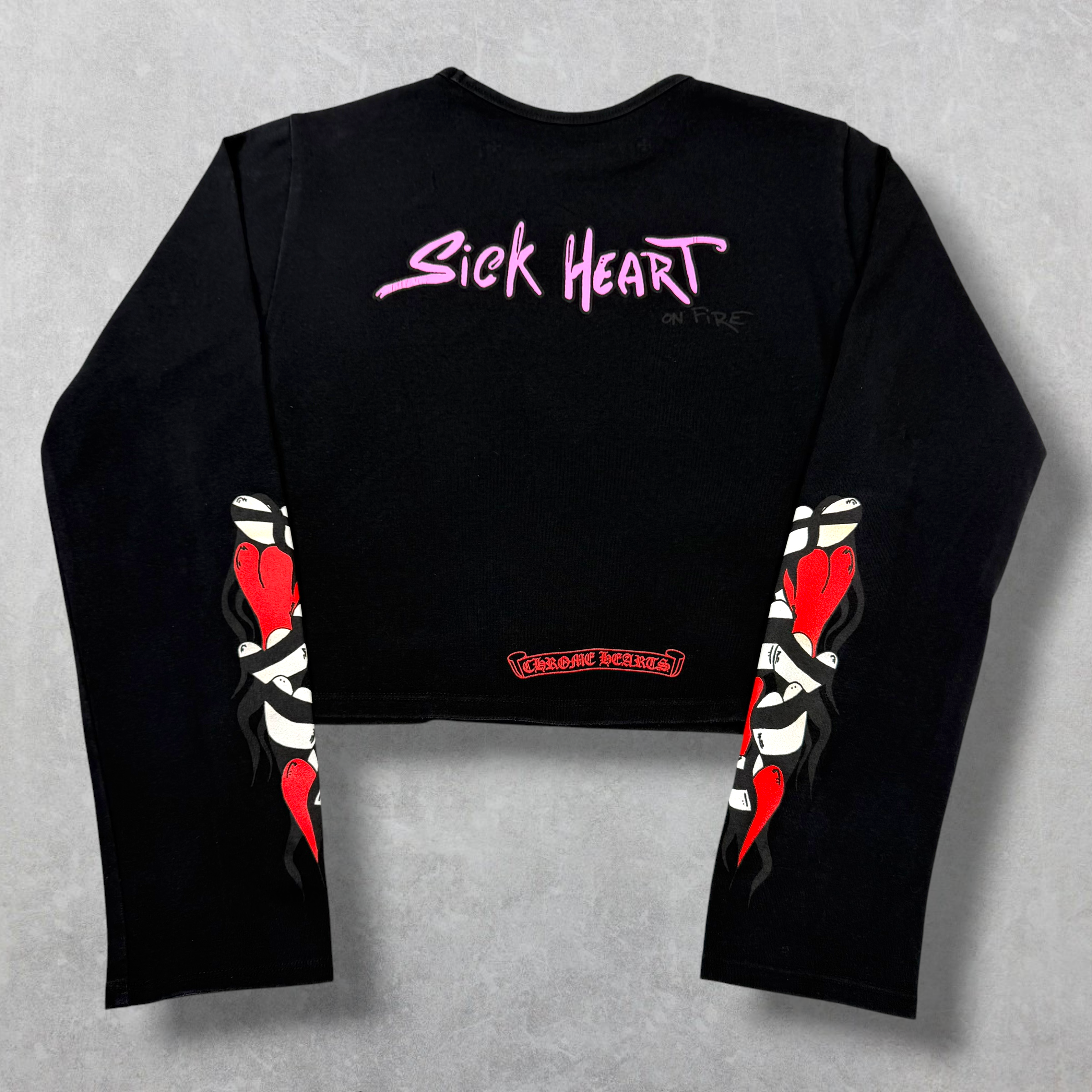 Chrome Hearts Matty Boy Sick Hearts Crop Top L/S Tee L