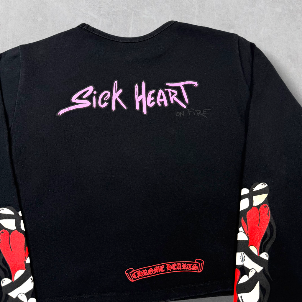Chrome Hearts Matty Boy Sick Hearts Crop Top L/S Tee L