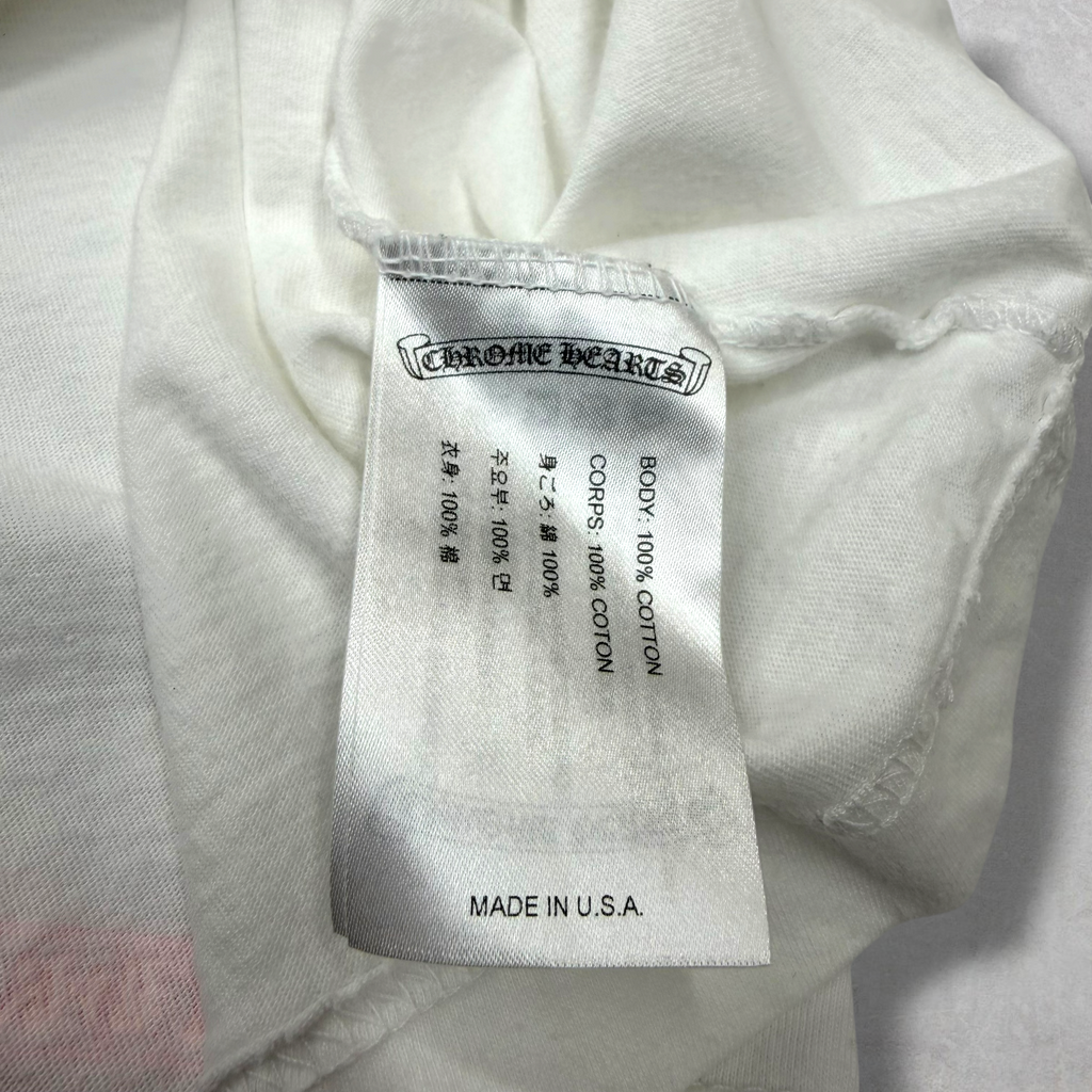 Chrome Hearts Neon Pink Stripe L/S White L