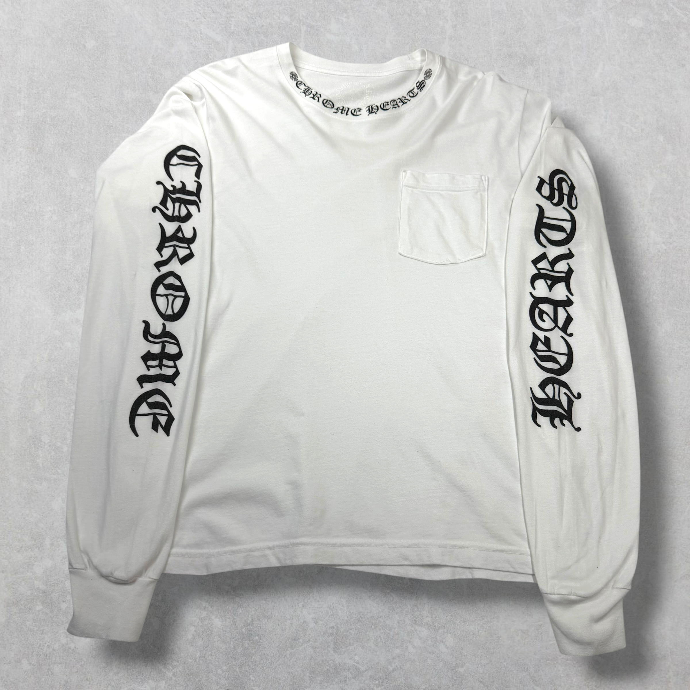 Chrome Hearts Black Neck Logo L/S White M