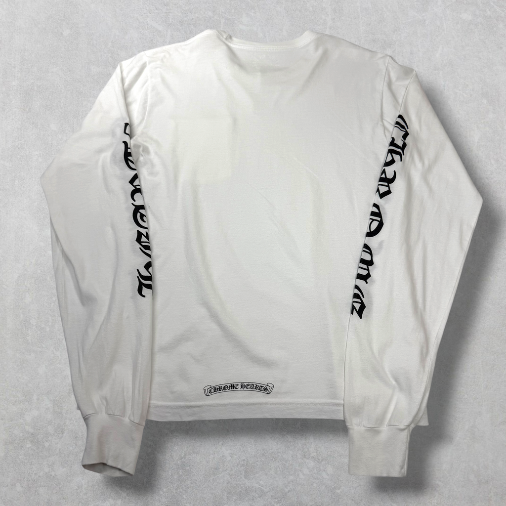 Chrome Hearts Black Neck Logo L/S White M