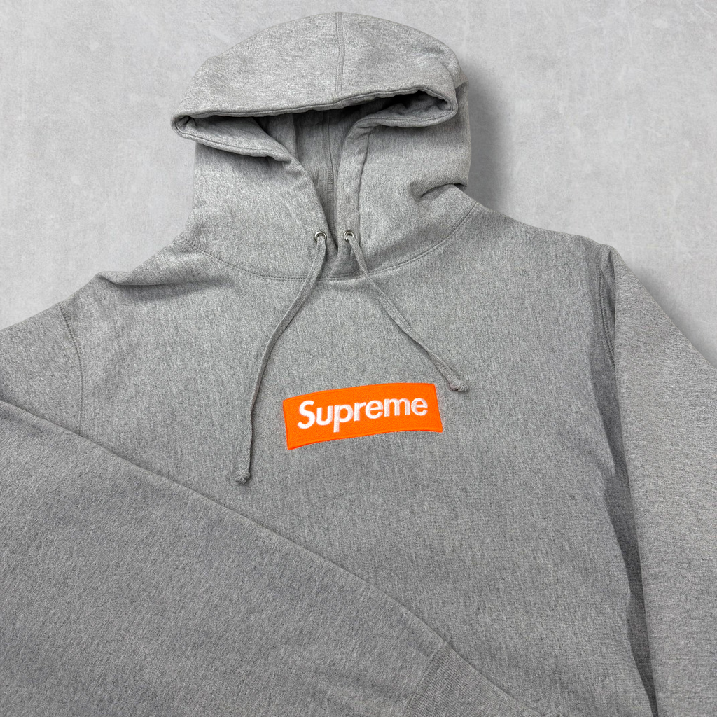 Supreme Box Logo Heather Grey Hoodie L