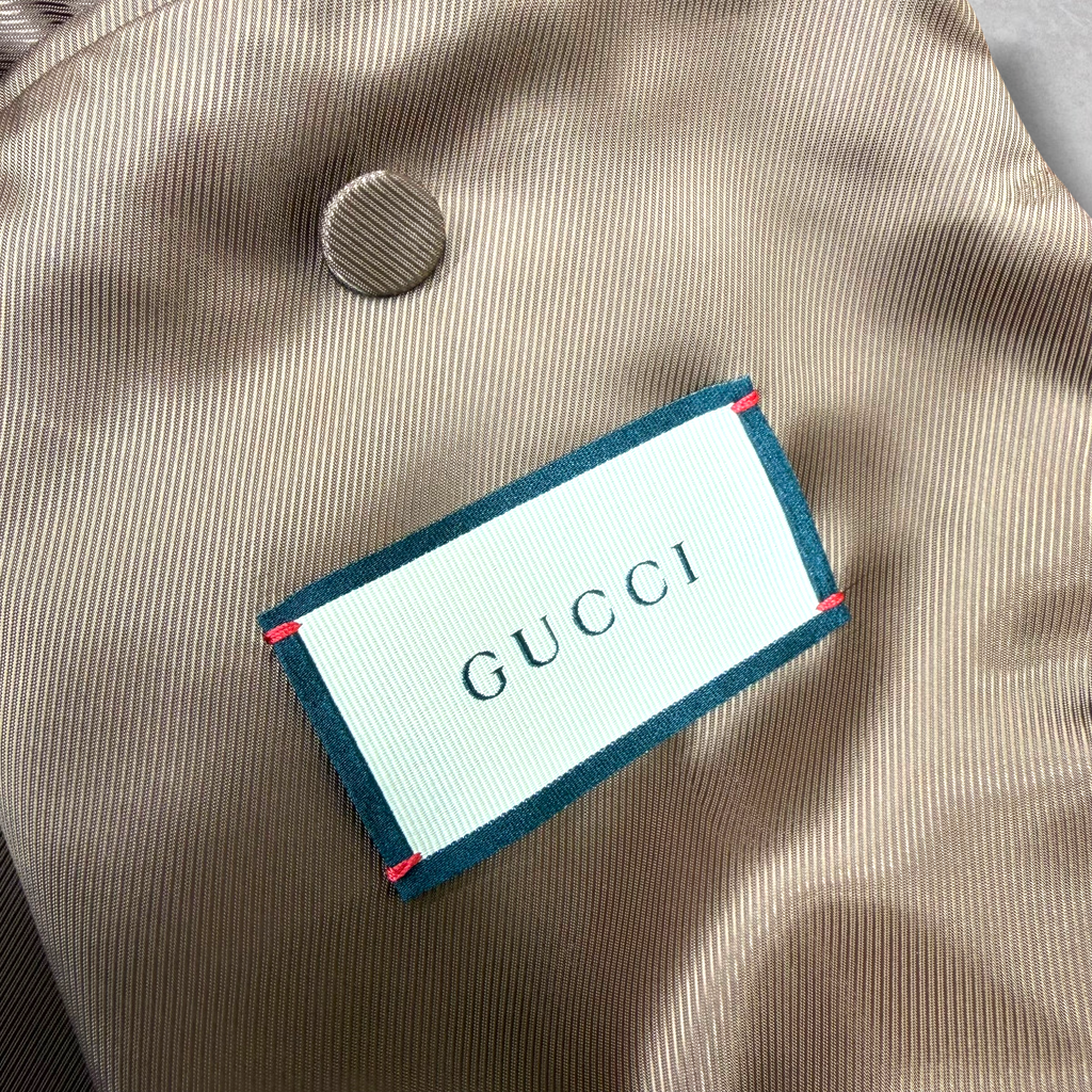 Gucci Web Accent Leather Bomber Jacket Brown 44 (S)