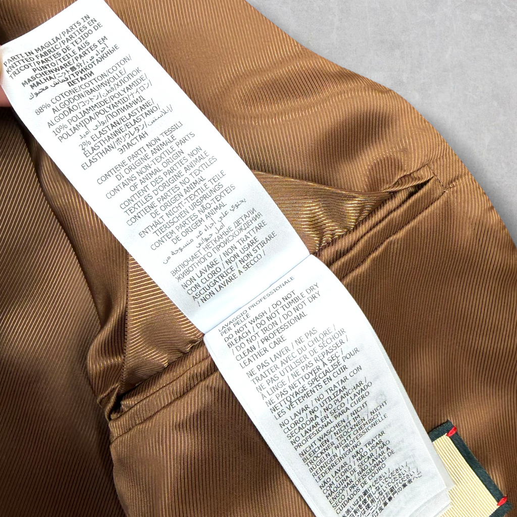 Gucci Web Accent Leather Bomber Jacket Brown 44 (S)