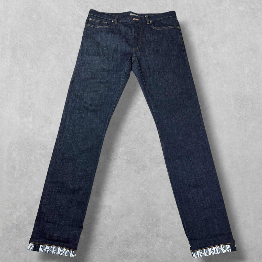 Dior Slim Oblique Cuff Denim Jeans 32