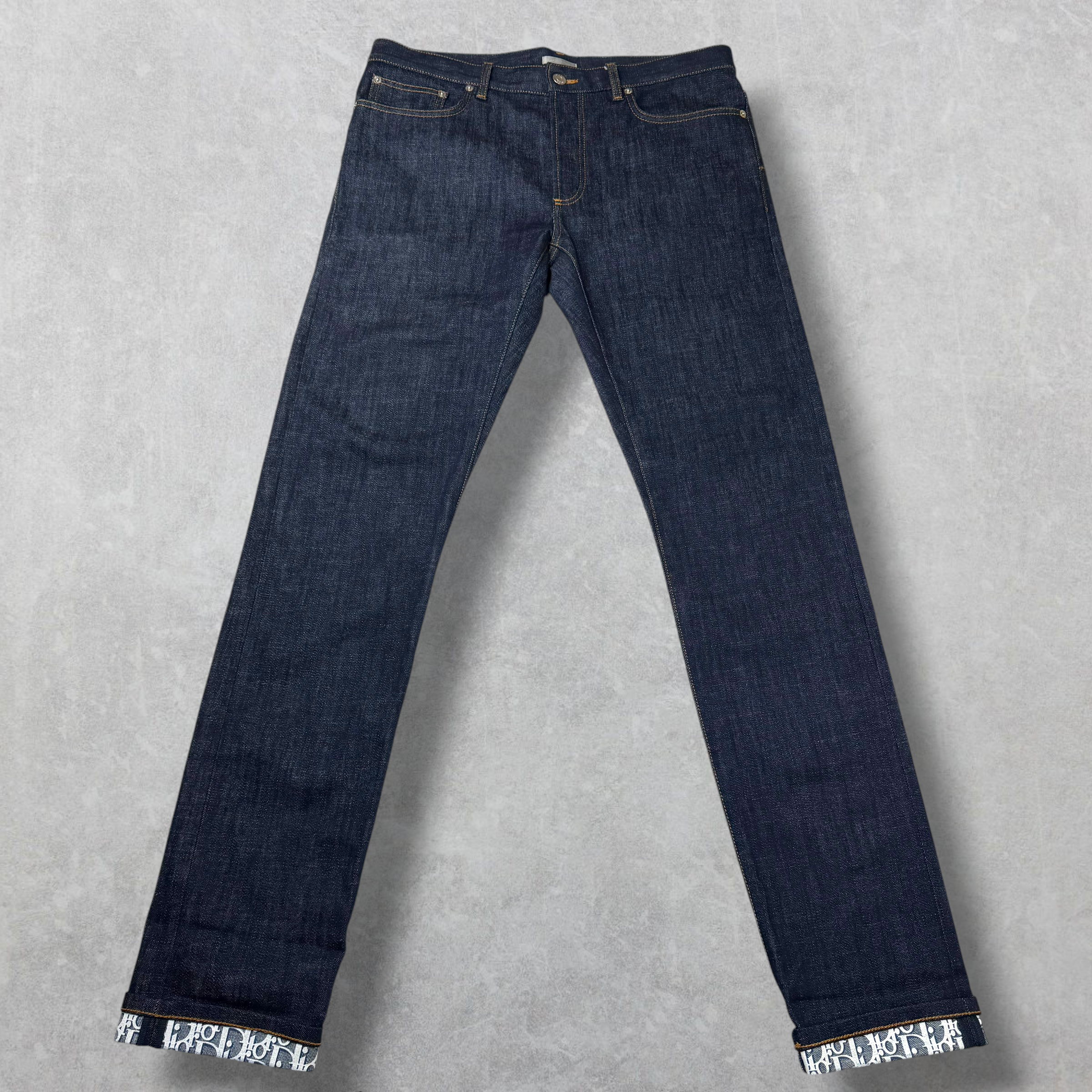 Dior Slim Oblique Cuff Denim Jeans 32