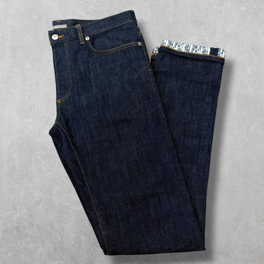 Dior Slim Oblique Cuff Denim Jeans 32