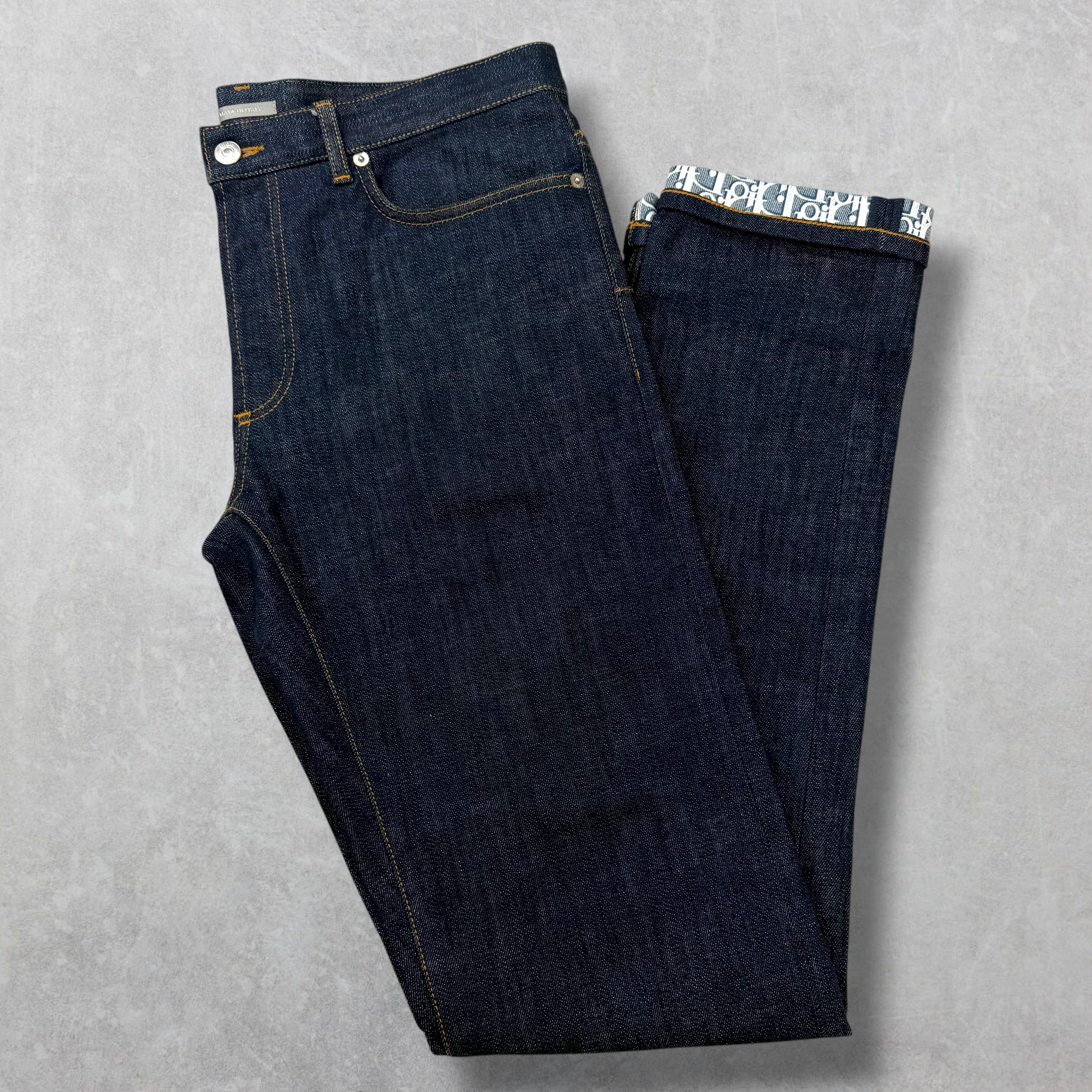 Dior Slim Oblique Cuff Denim Jeans 32