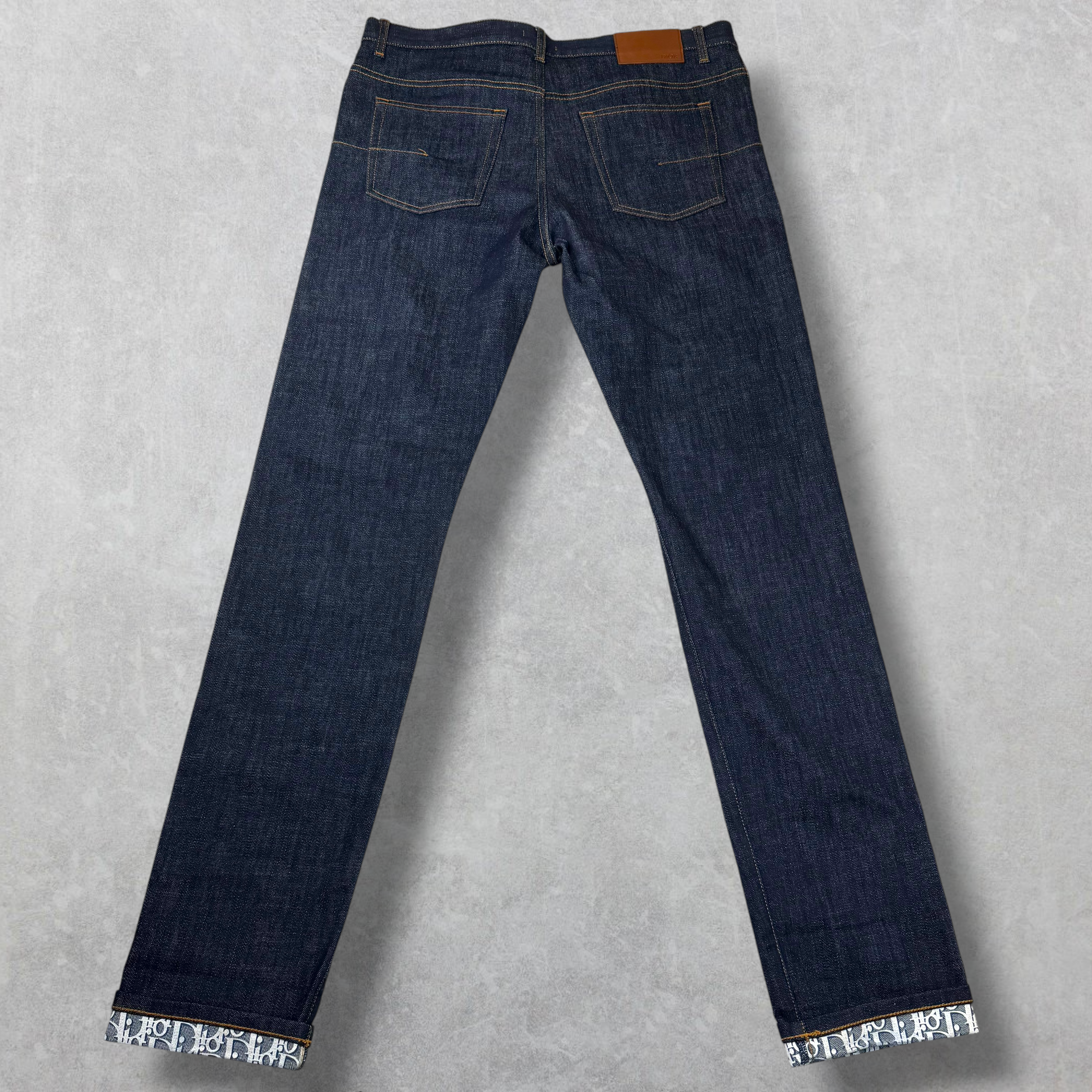 Dior Slim Oblique Cuff Denim Jeans 32
