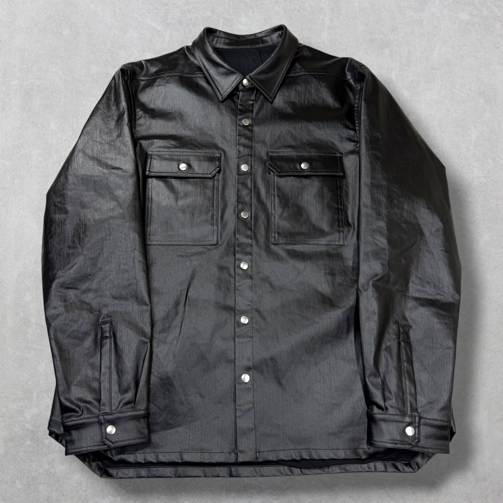 RIck Owens Black Coated Denim Outershirt 44 (L)