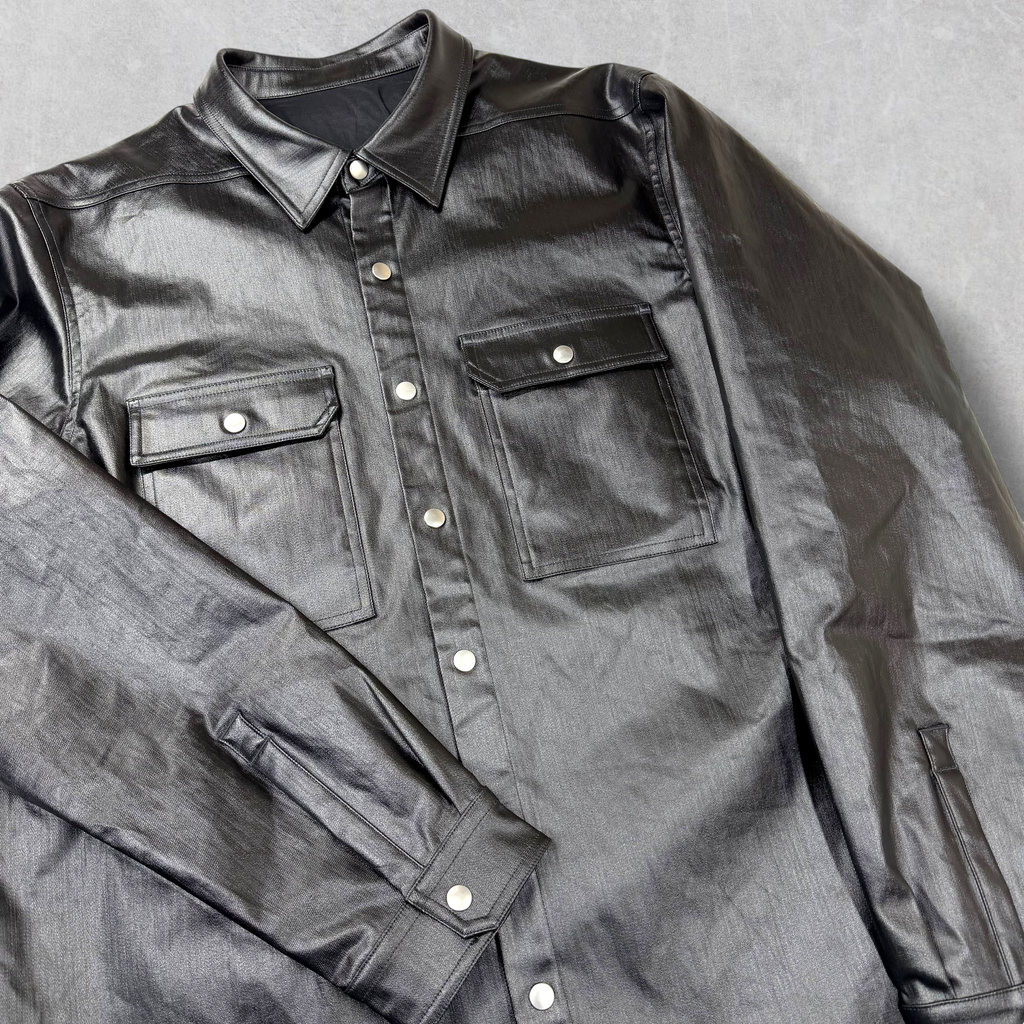 RIck Owens Black Coated Denim Outershirt 44 (L)
