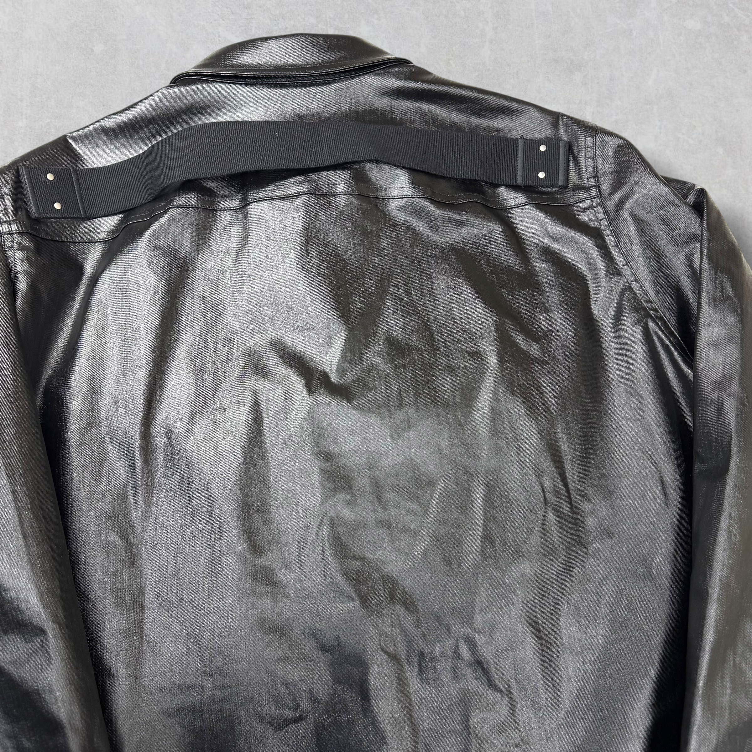 RIck Owens Black Coated Denim Outershirt 44 (L)