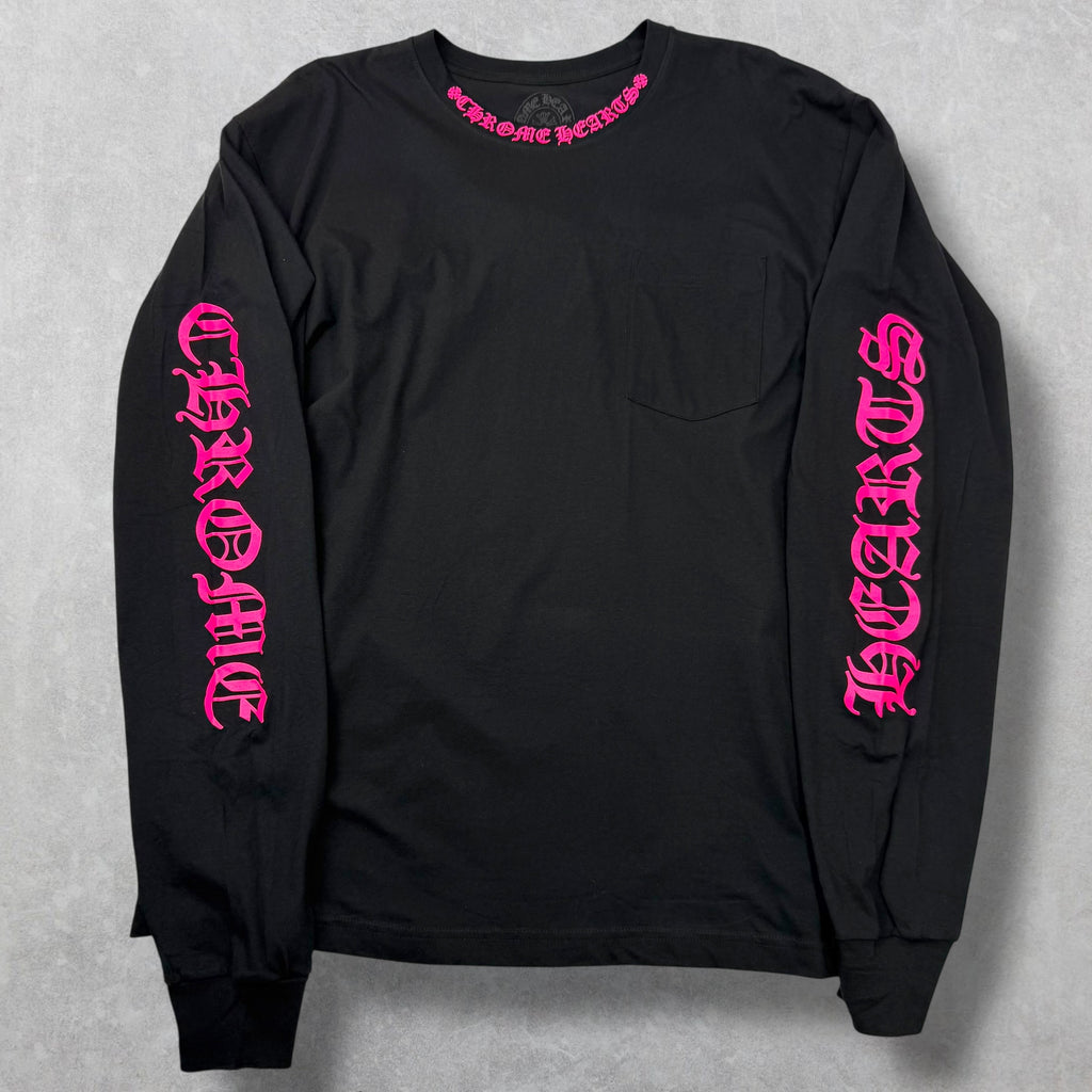 Chrome Hearts Pink Neck Logo L/S Tee XL