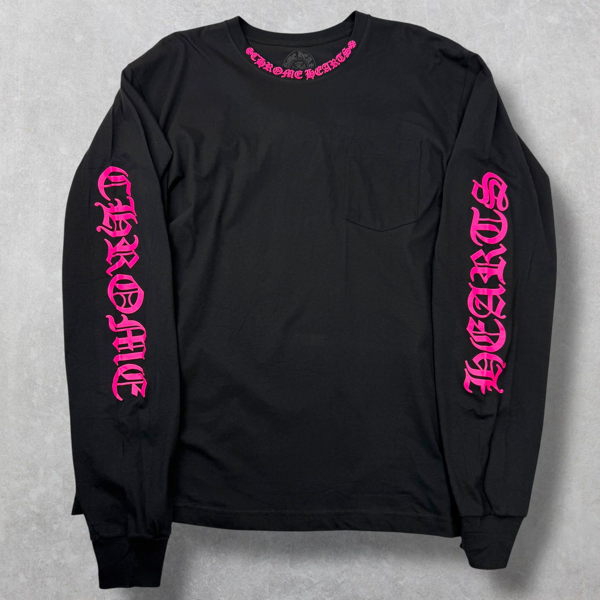 Chrome Hearts Pink Neck Logo L/S Tee XL