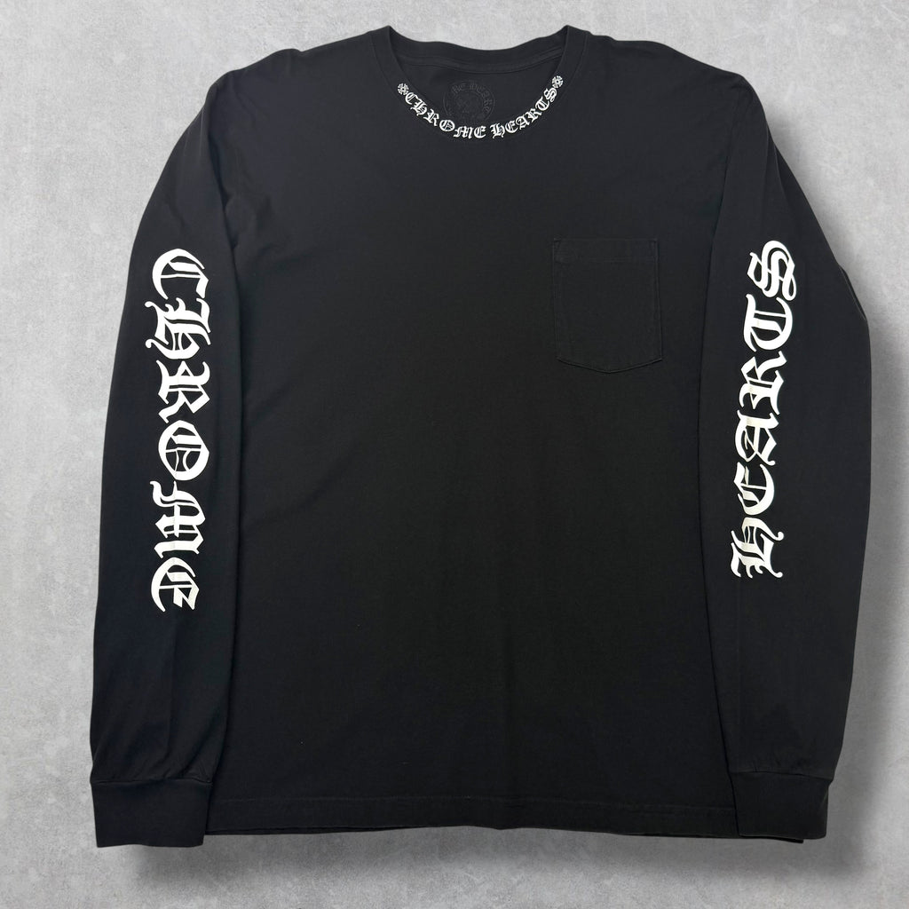 Chrome Hearts White Neck Logo Black L/S Tee XXL