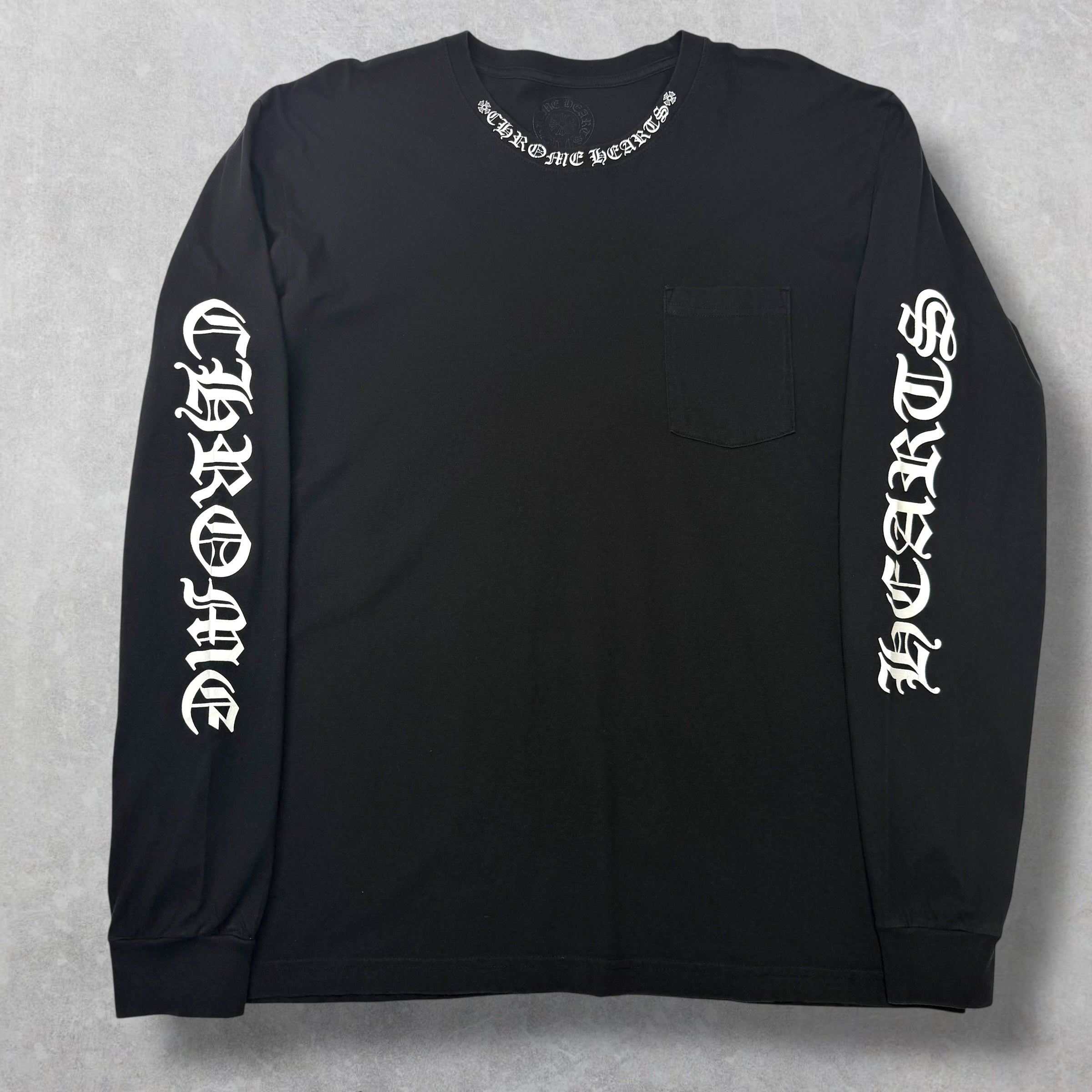 Chrome Hearts White Neck Logo Black L/S Tee XXL