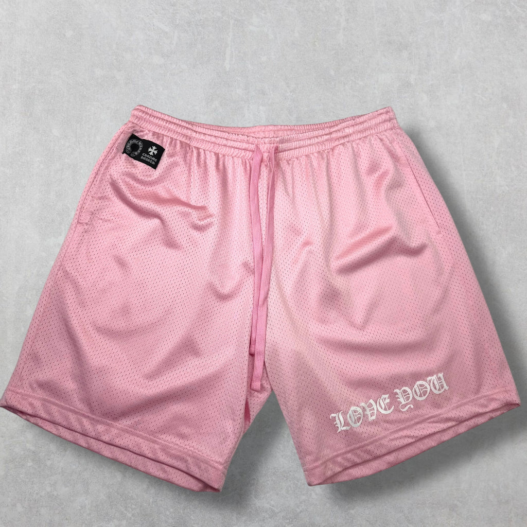 Chrome Hearts 'Love You' Pink Mesh Shorts XXL