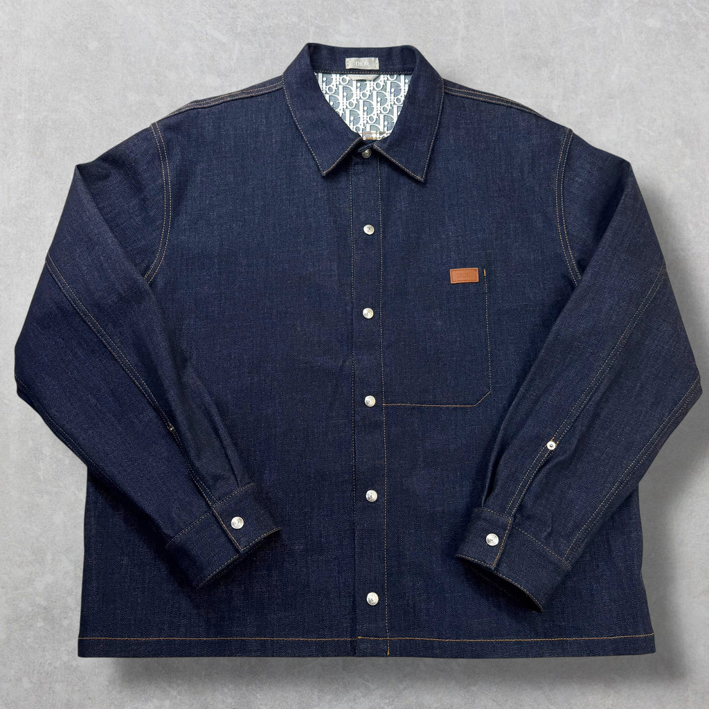 Dior Oblique Overshirt Blue Raw Cotton Denim 56 (XXL)