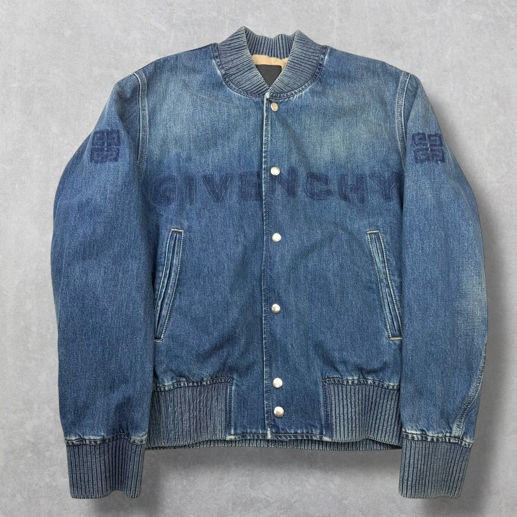 Givenchy Logo Denim Bomber Jacket L