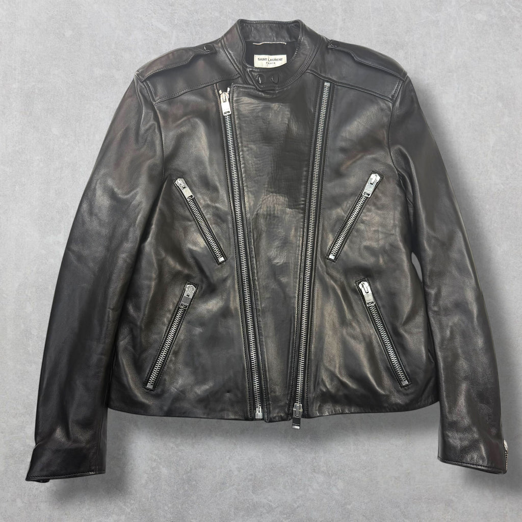Saint Laurent Cafe Racer Leather Biker Jacket 54 (M)