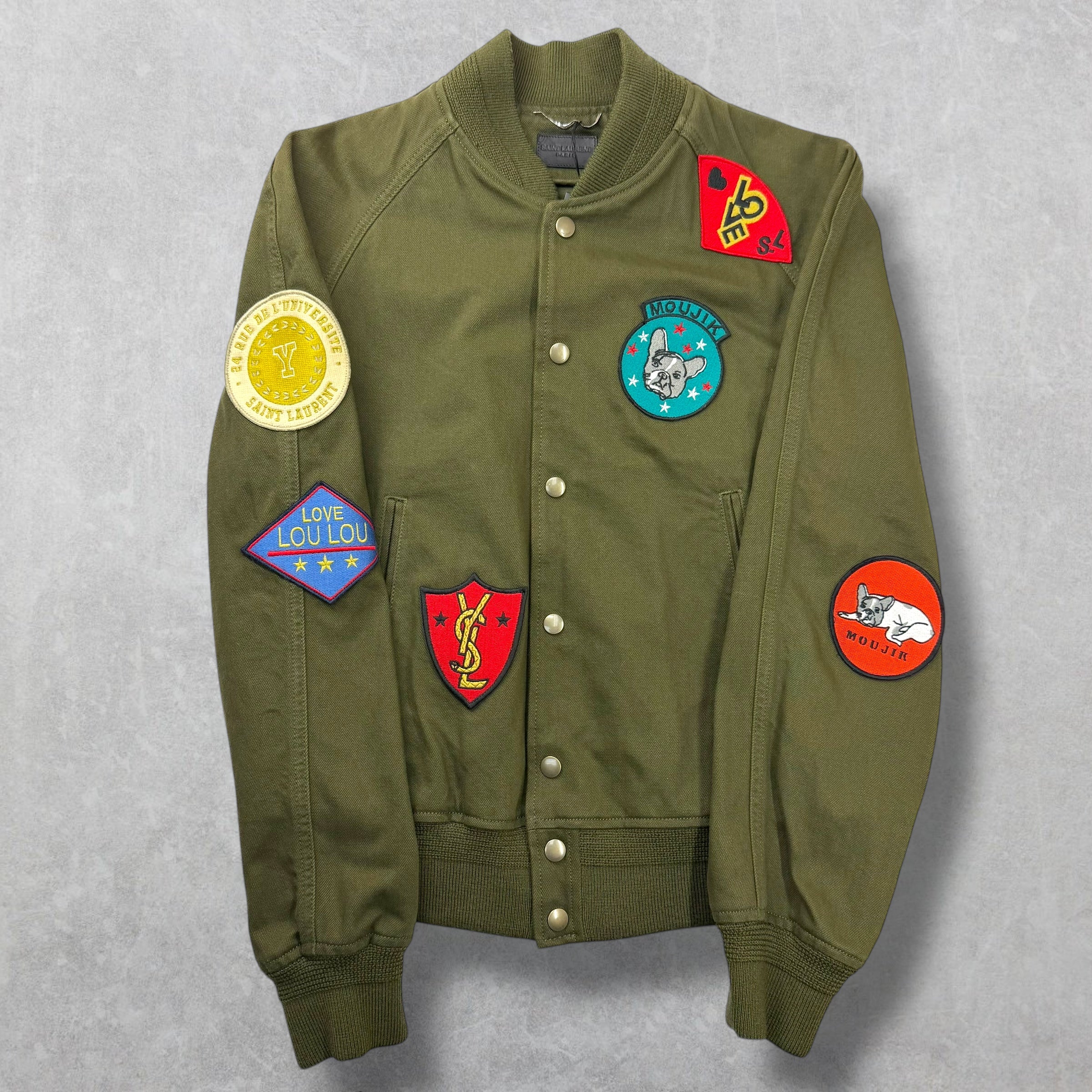 Saint Laurent Souvenir Patch Teddy Varsity Jacket S