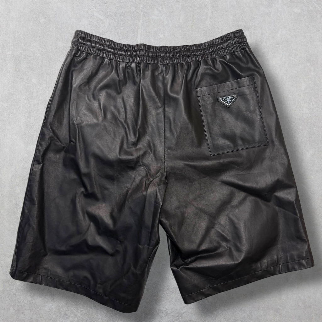 Prada Nappa Leather Bermudas Black Shorts 50 (L)