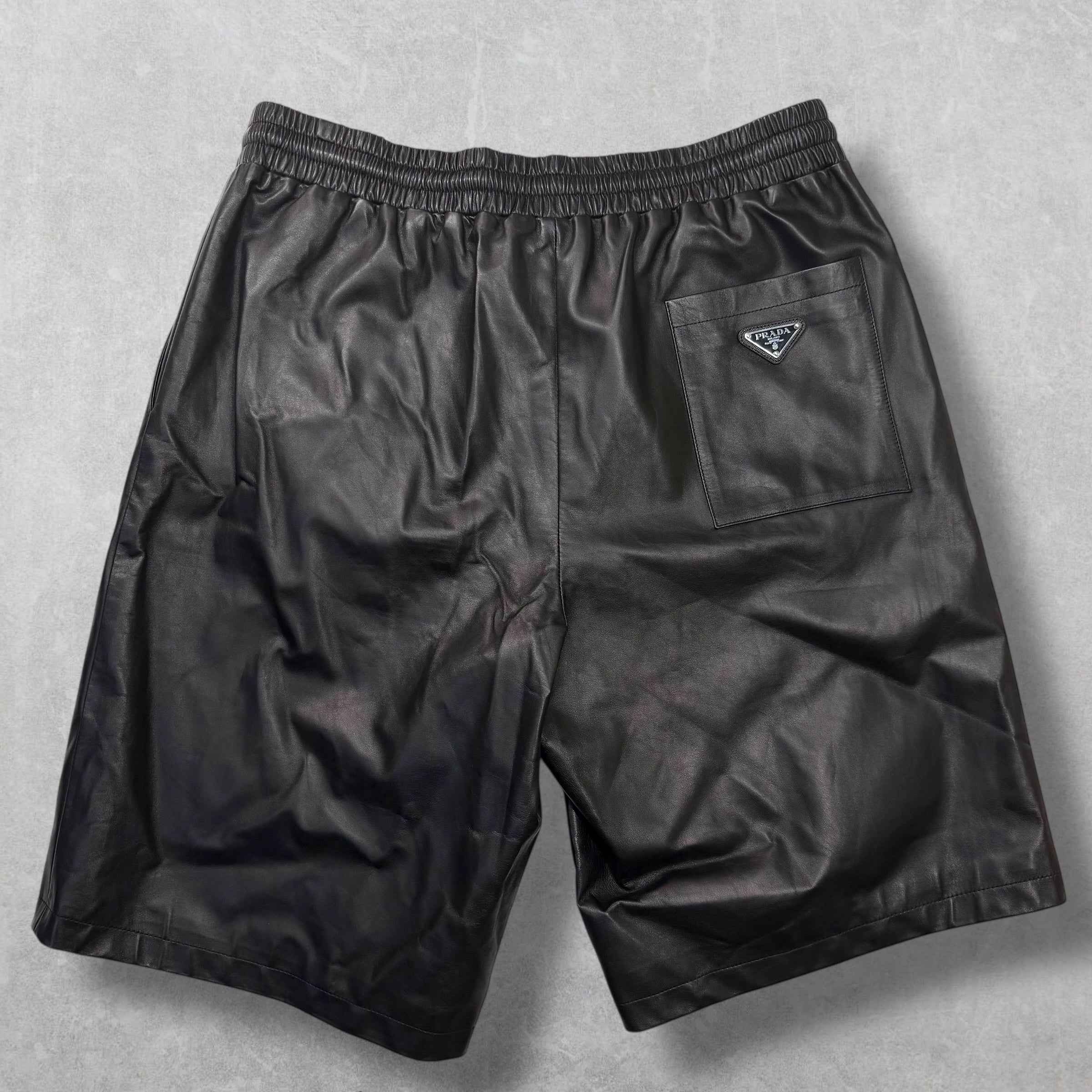 Prada Nappa Leather Bermudas Black Shorts 50 (L)