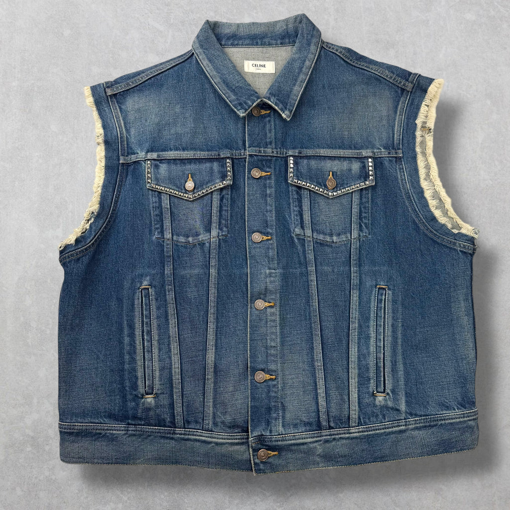 Celine Studded Denim Vest XL