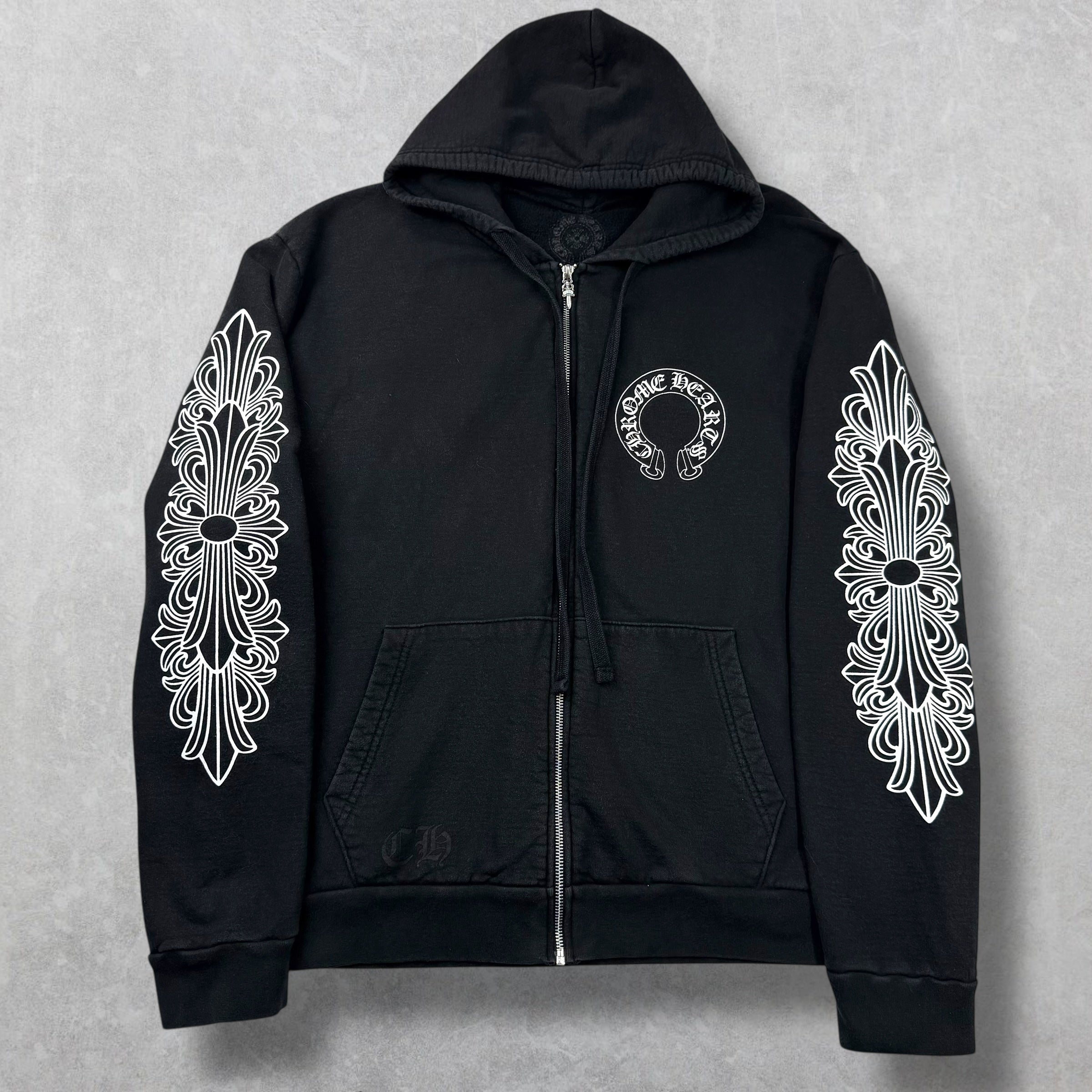 Chrome Hearts Horseshoe Floral Sleeve Zip Up L
