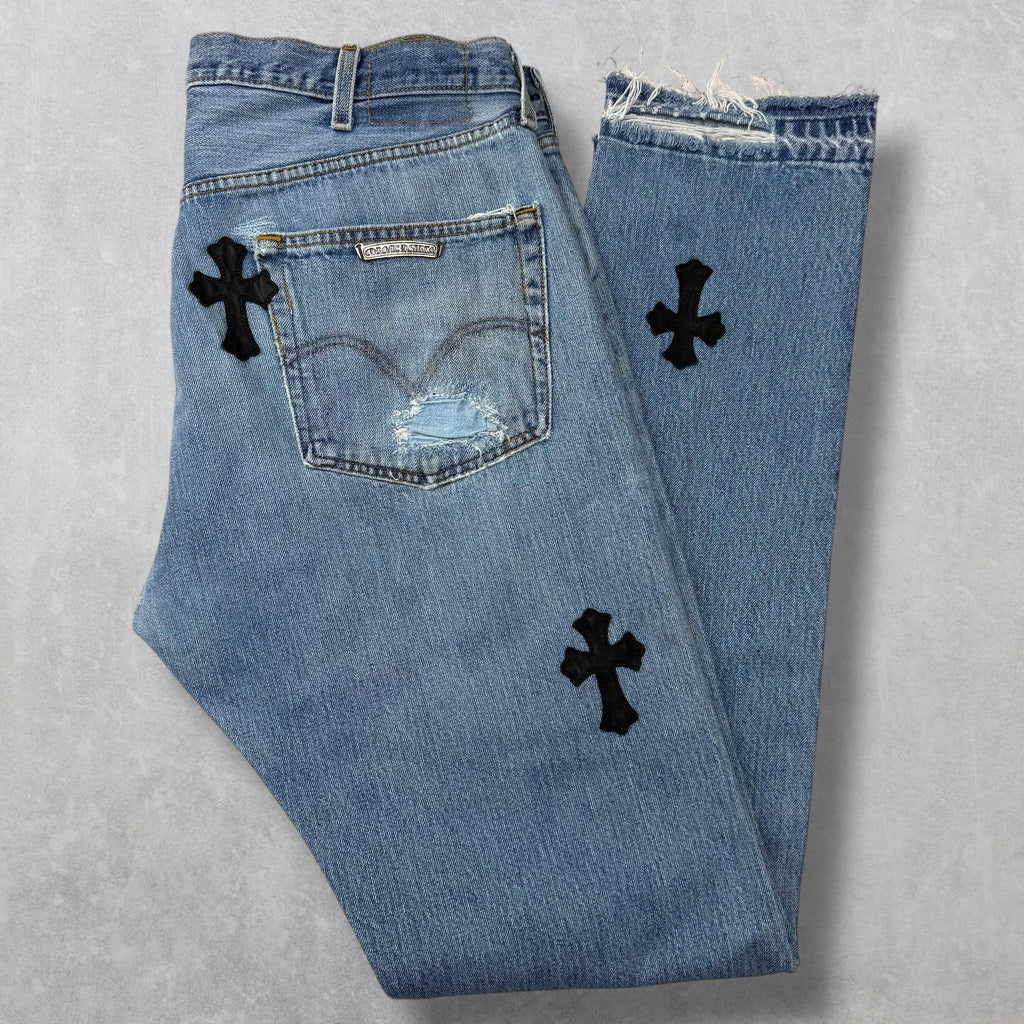 Chrome Hearts Levi's 501 Cross Patch Blue Jeans 36