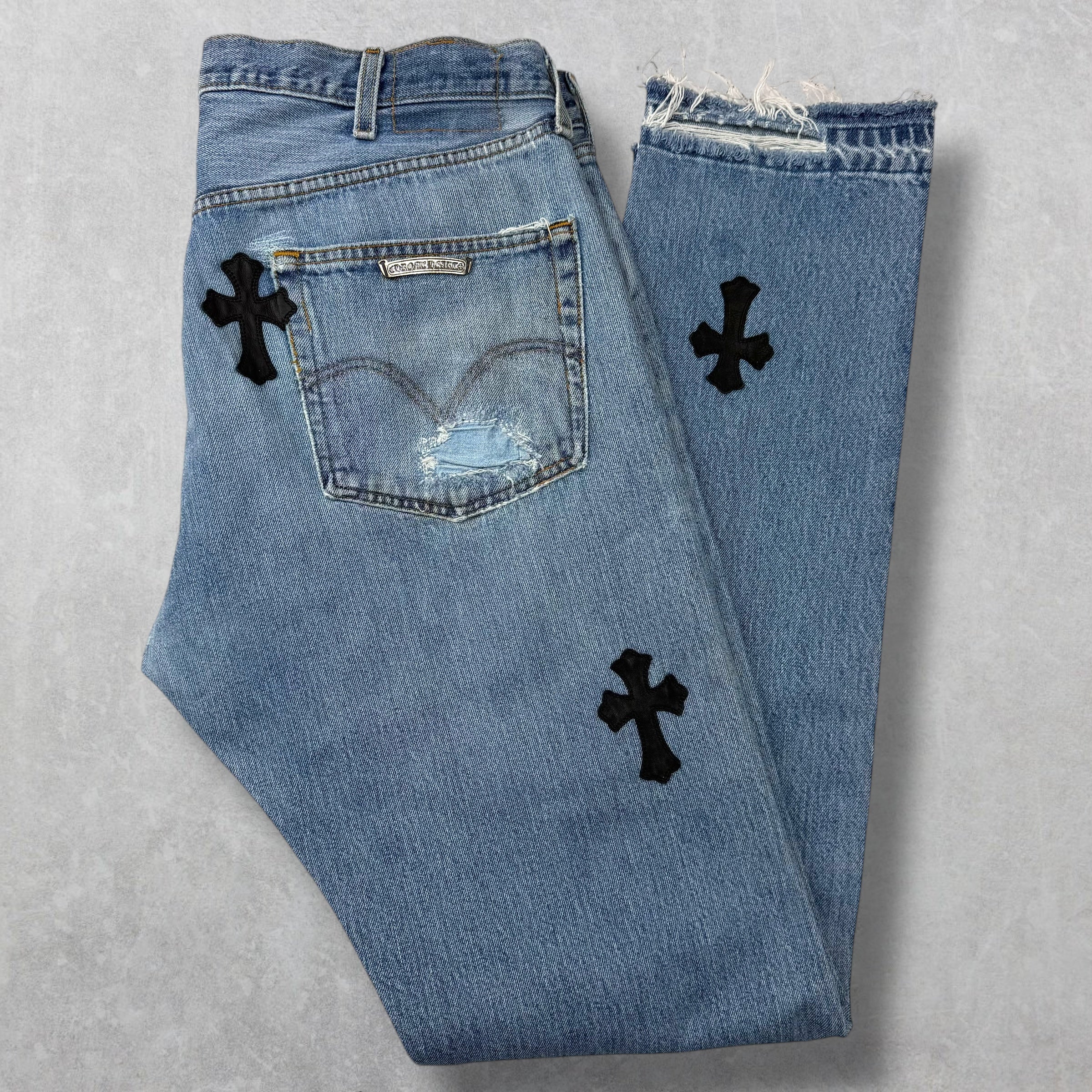 Chrome Hearts Levi's 501 Cross Patch Blue Jeans 36