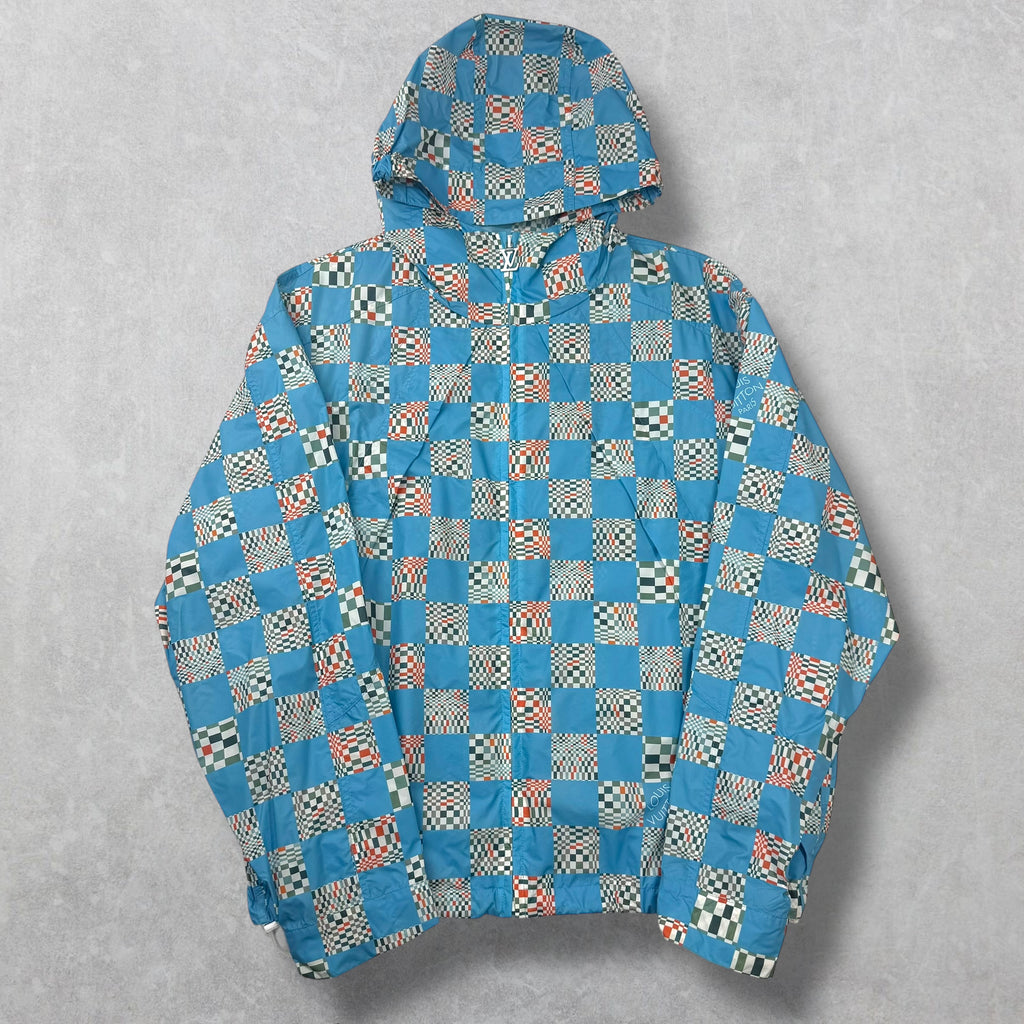 Louis Vuitton Distorted Damier Blue Nylon Windbreaker Jacket 46 (S)