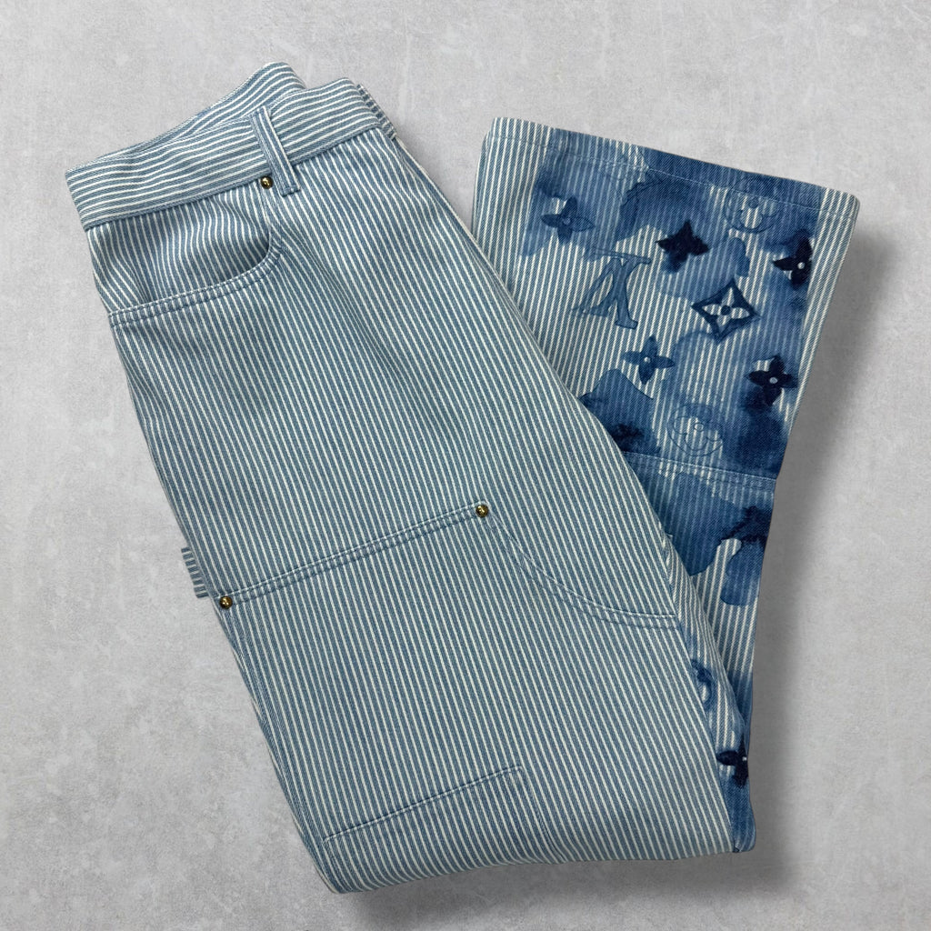 Louis Vuitton Watercolor Stripe Denim Cargo Pants 34