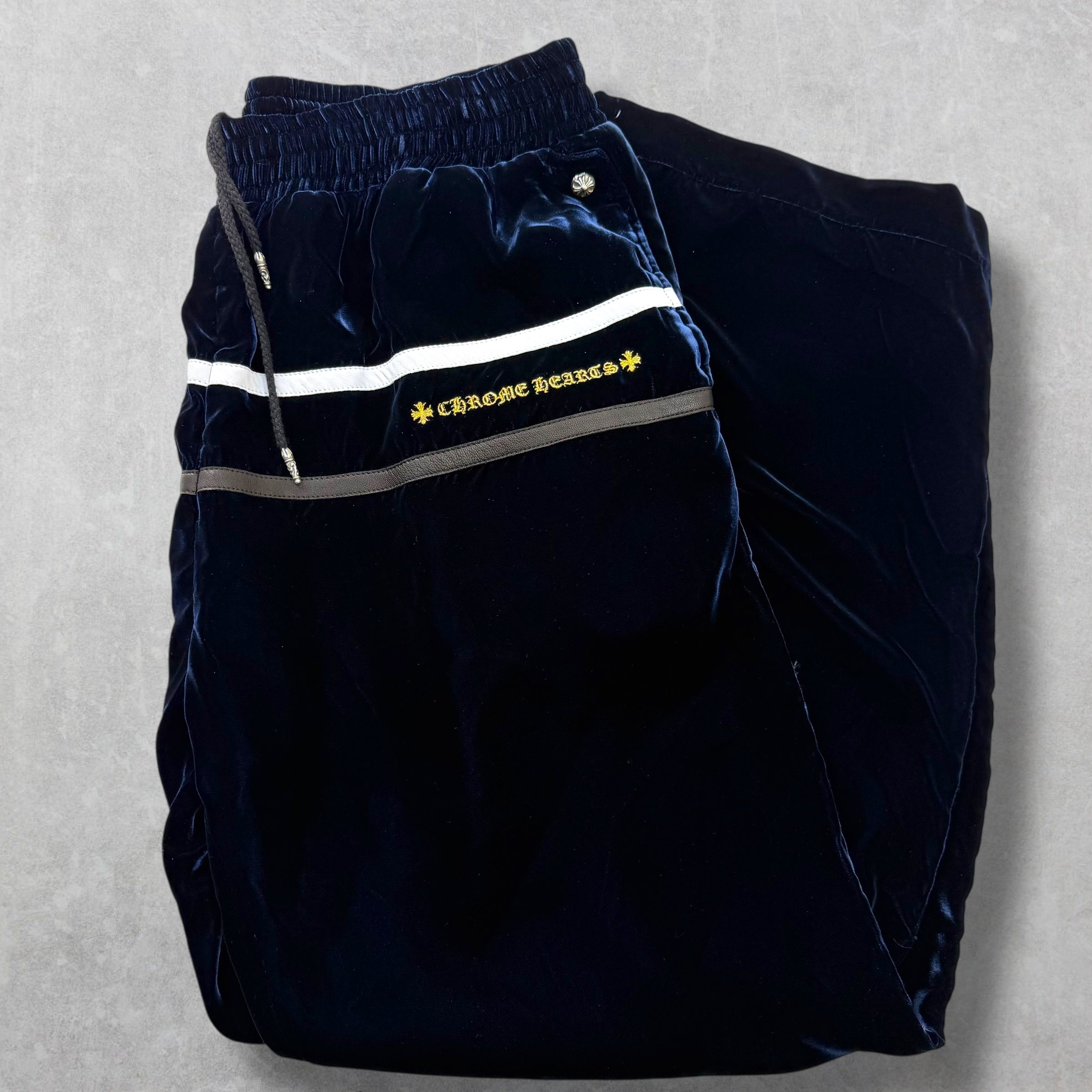 Chrome Hearts Y Not Velour Track Pants Black L
