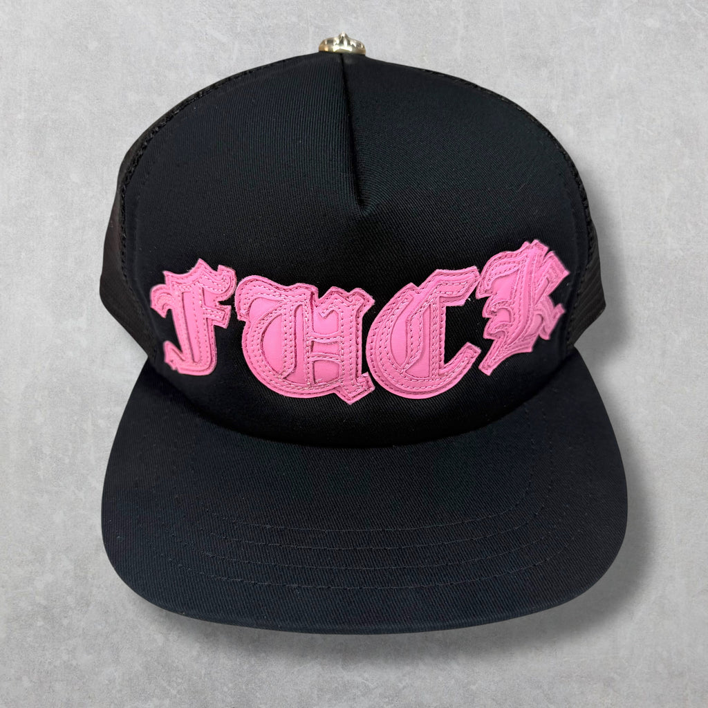 Chrome Hearts Leather Pink Fuck Patch Trucker Hat