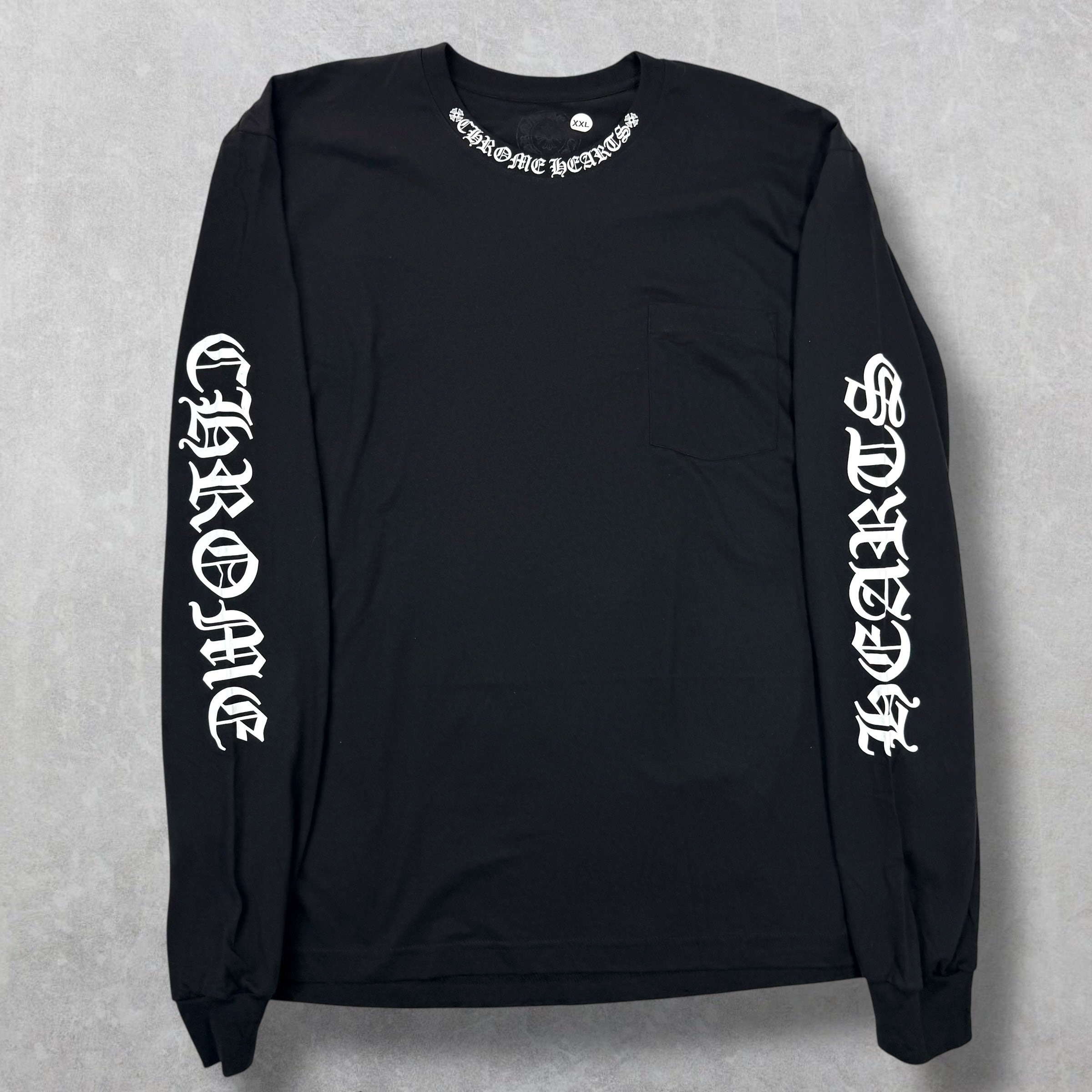Chrome Hearts White Neck Logo L/S Tee Black XXL