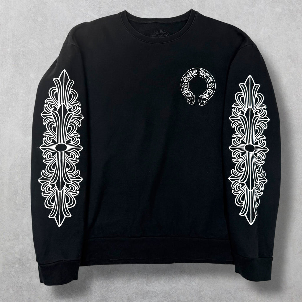 Chrome Hearts Horseshoe Floral Crewneck Black L