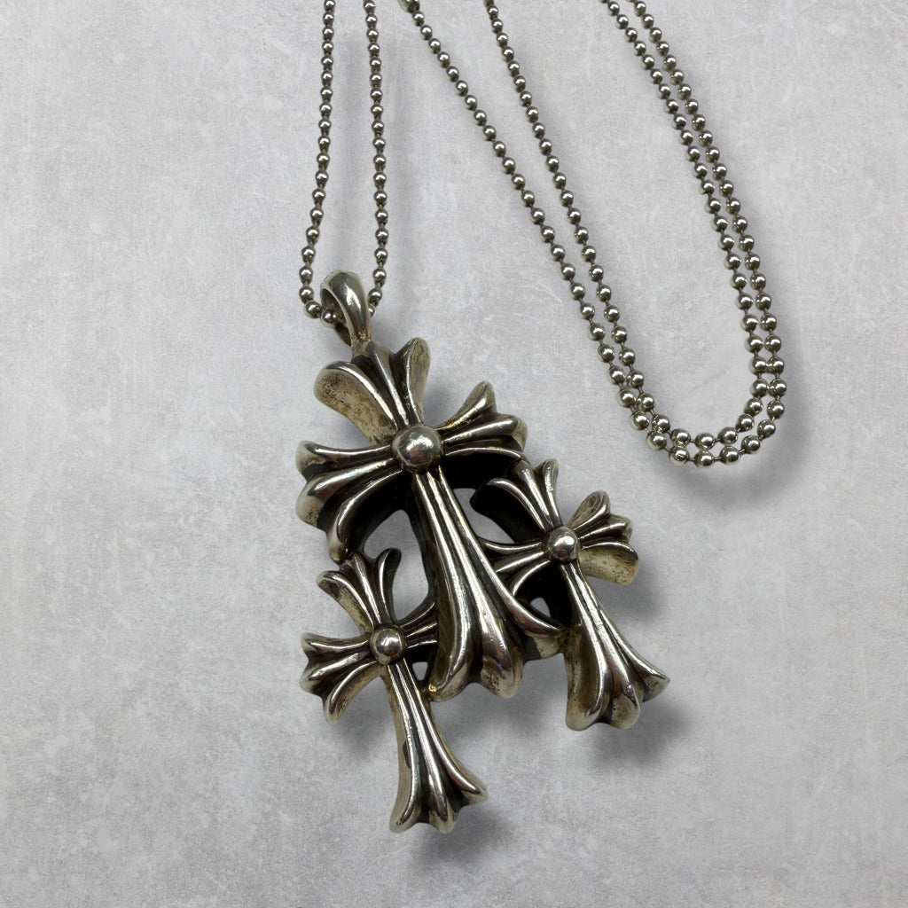 Chrome Hearts Triple Cross Pendant W/ Ball Chain
