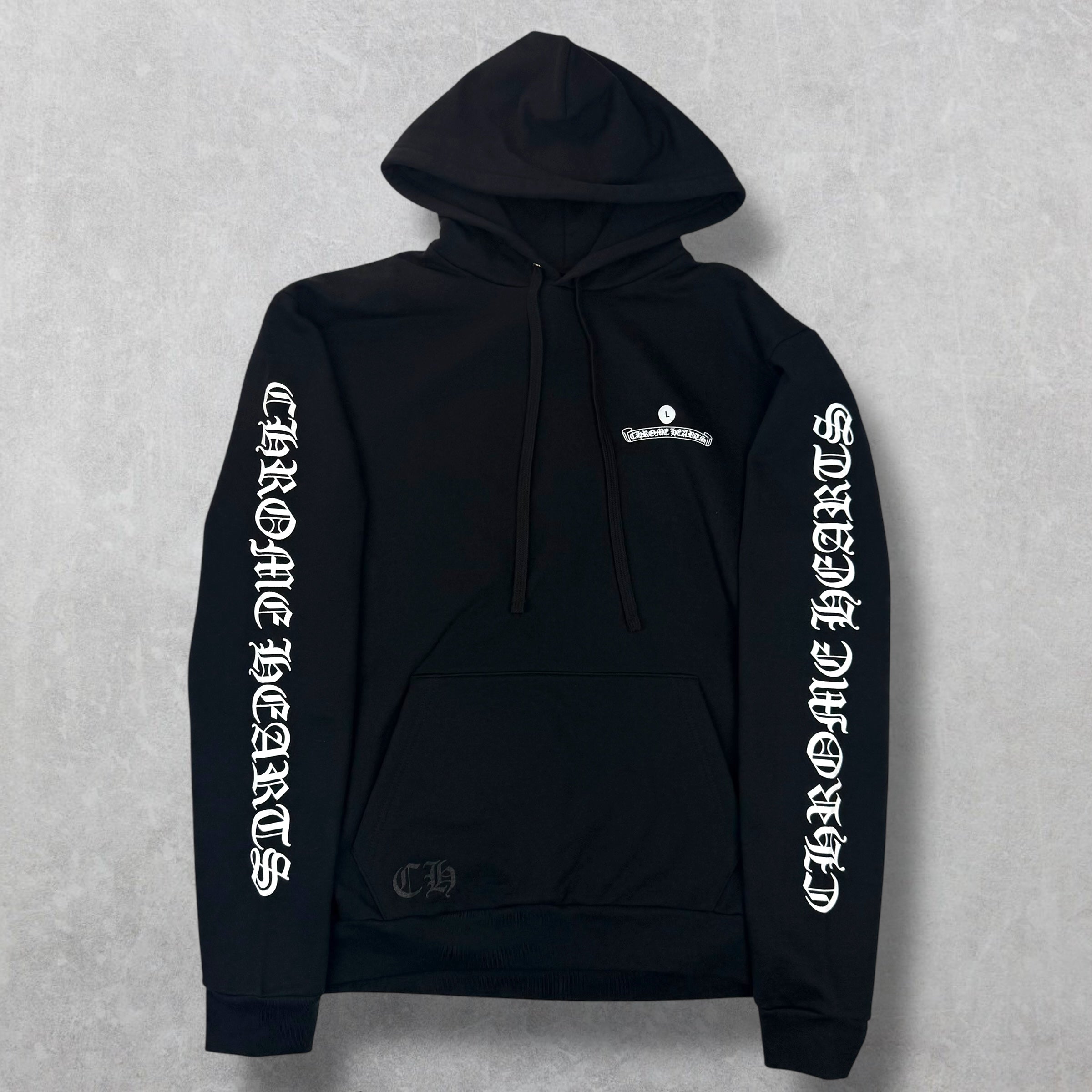 Chrome Hearts Black Scroll Logo Hoodie L