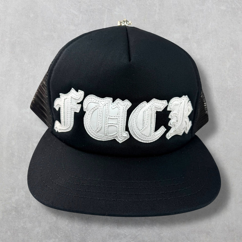 Chrome Hearts Leather White Fuck Patch Trucker Hat