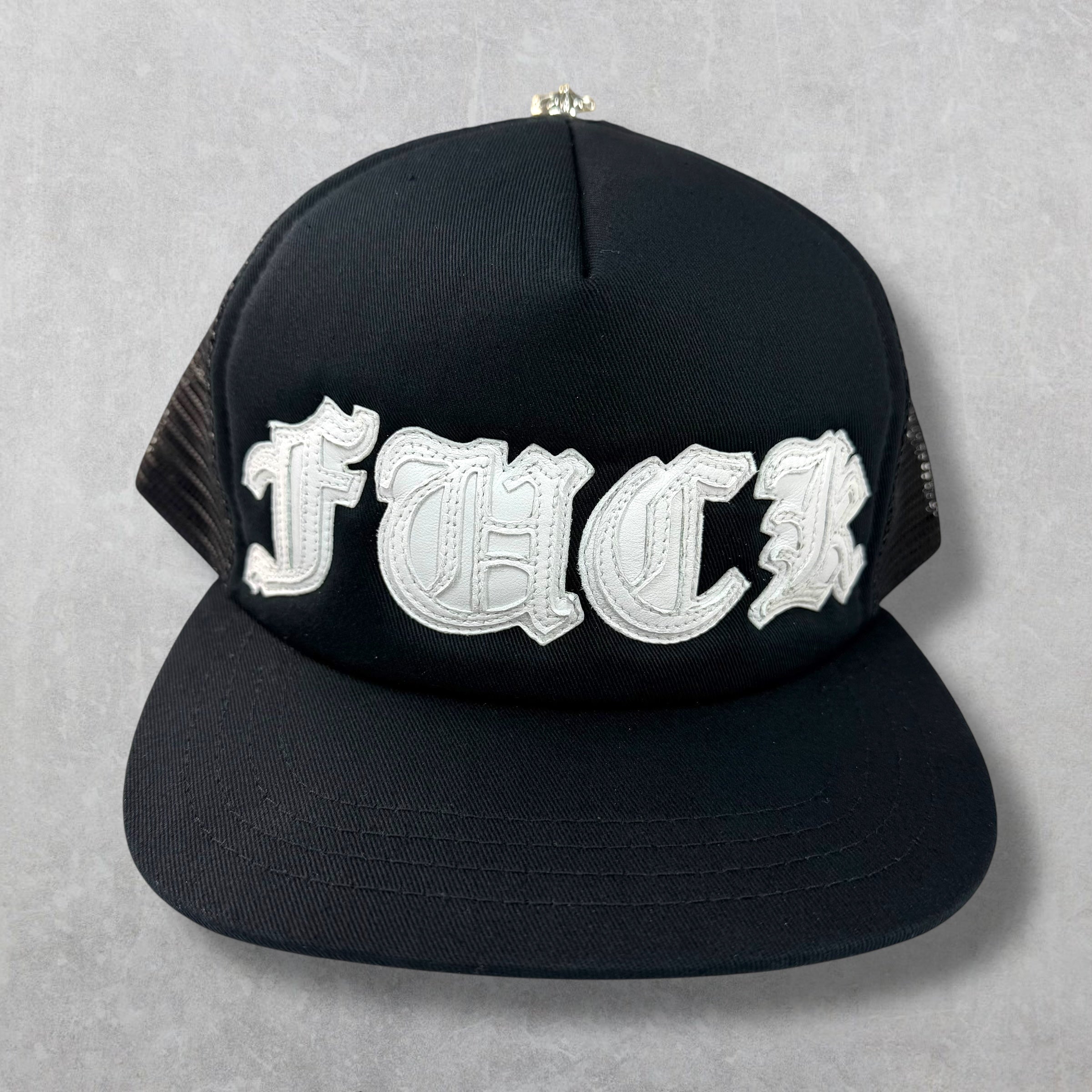 Chrome Hearts Leather White Fuck Patch Trucker Hat