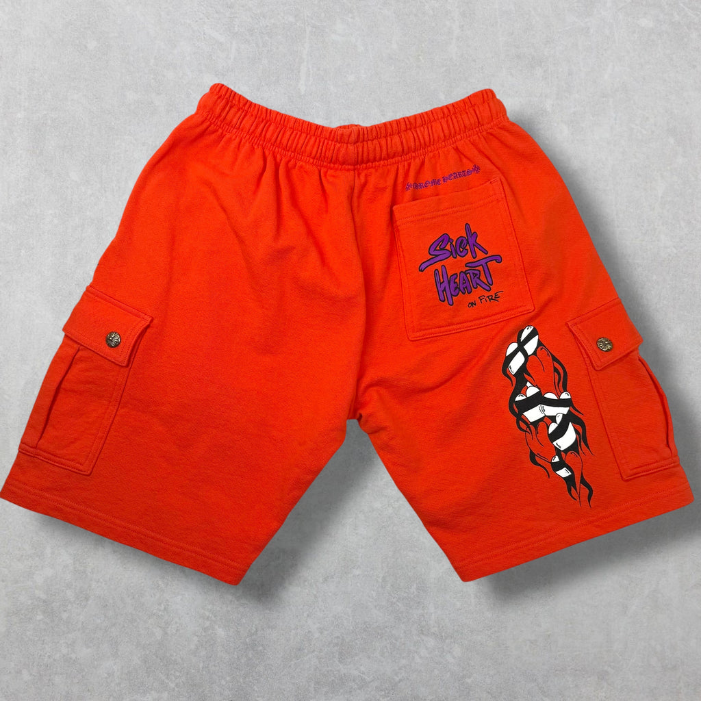 Chrome Hearts Matty Boy Sick Hearts Cargo Sweatshorts L