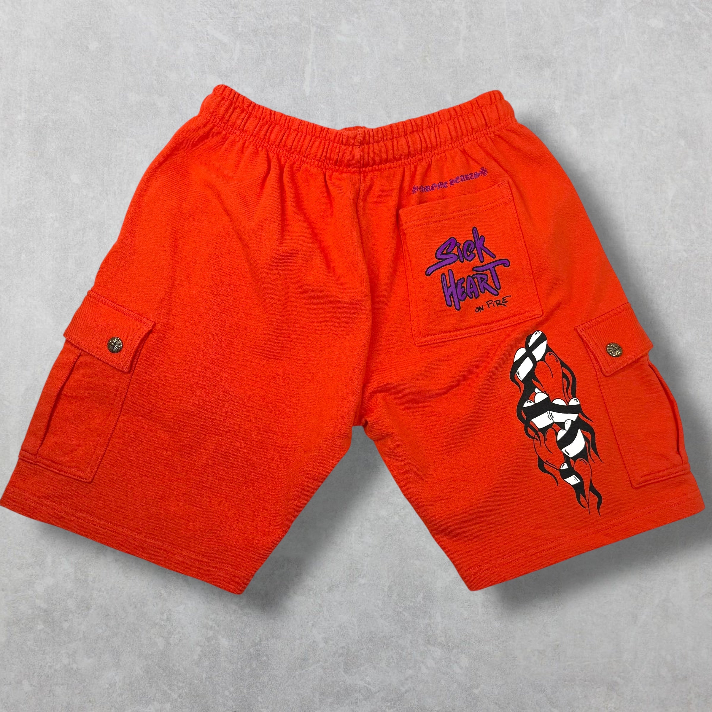 Chrome Hearts Matty Boy Sick Hearts Cargo Sweatshorts L