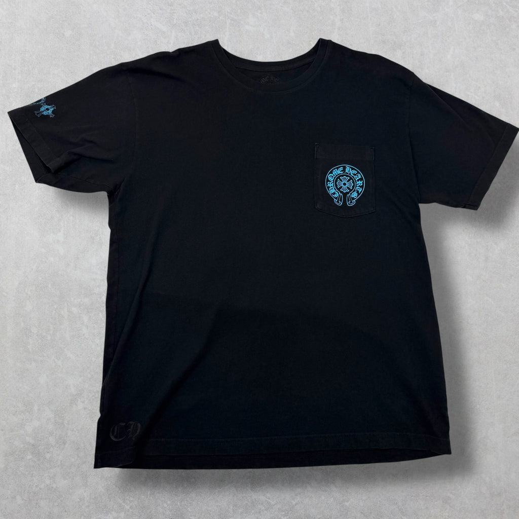 Chrome Hearts Blue Triple Cross Logo Black Tee XL